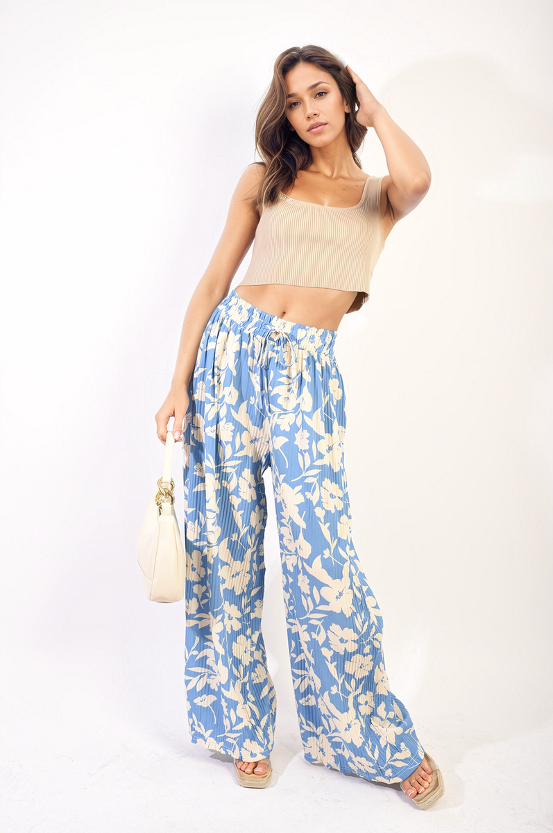 Abstract Pattern Wide Leg Trousers-5