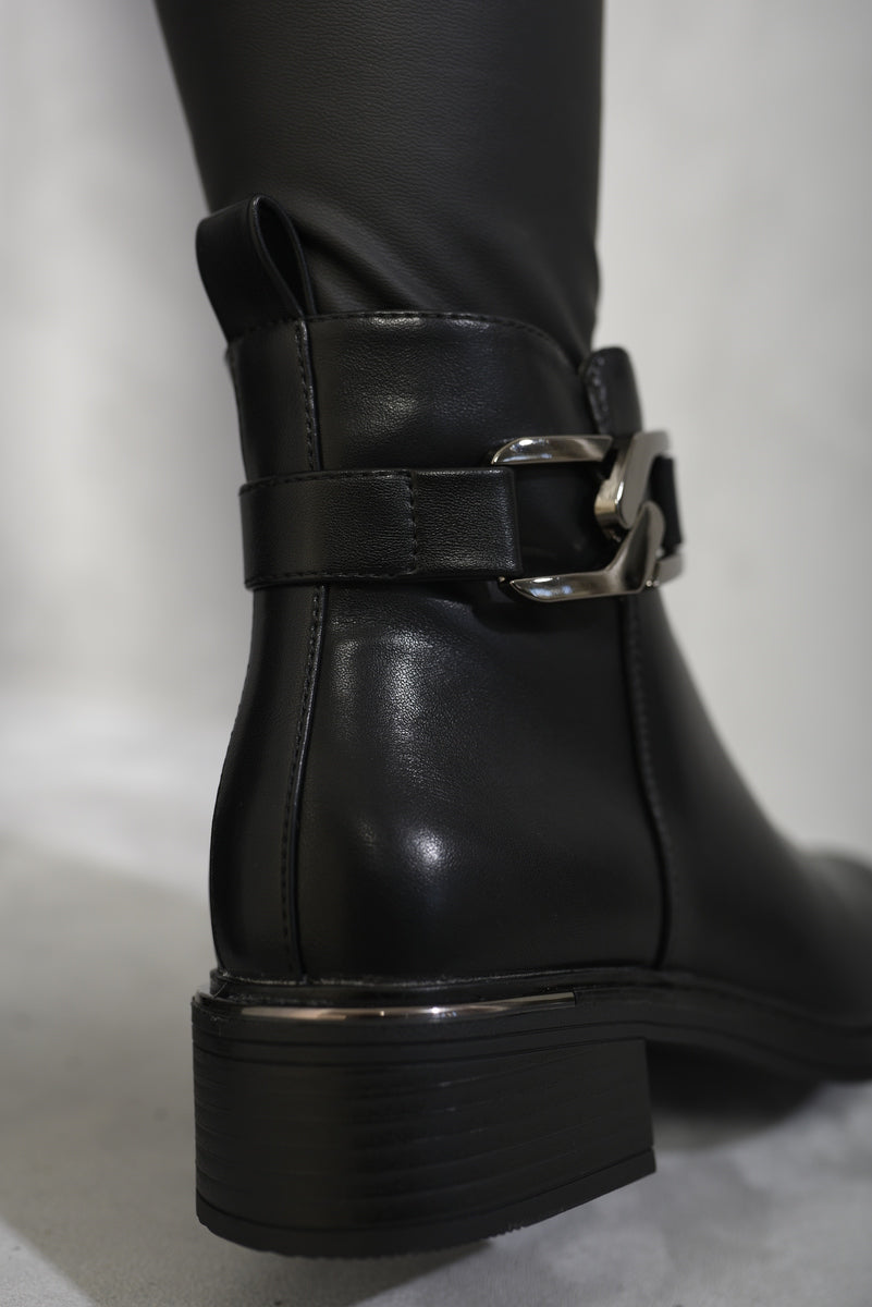 Buckle Side Zipper Closure Ankle Boots-1