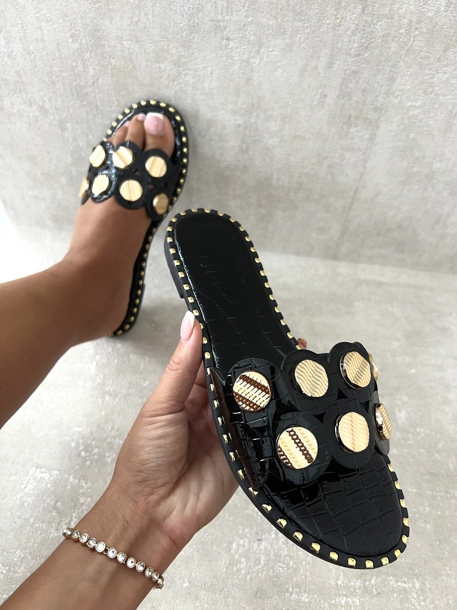 Studded Strap Flat Sandals-2