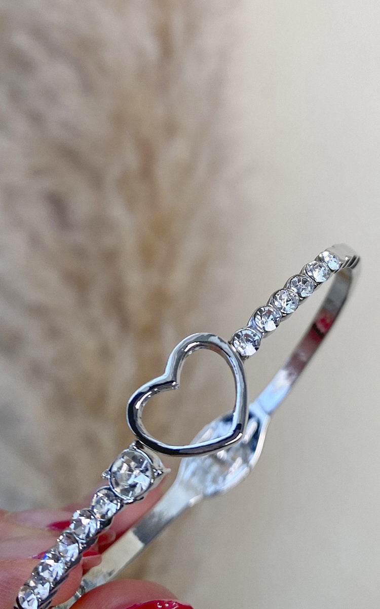 Diamante Bangle with Love Heart Detail-2