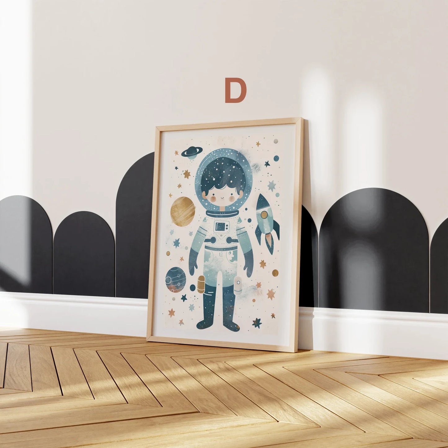 Astronaut Poster Kinderzimmer · Geschenkidee für Kinder · Kinderzimmer Deko · Weltraum Rakete & Planeten · Deko Print ohne Rahmen-4