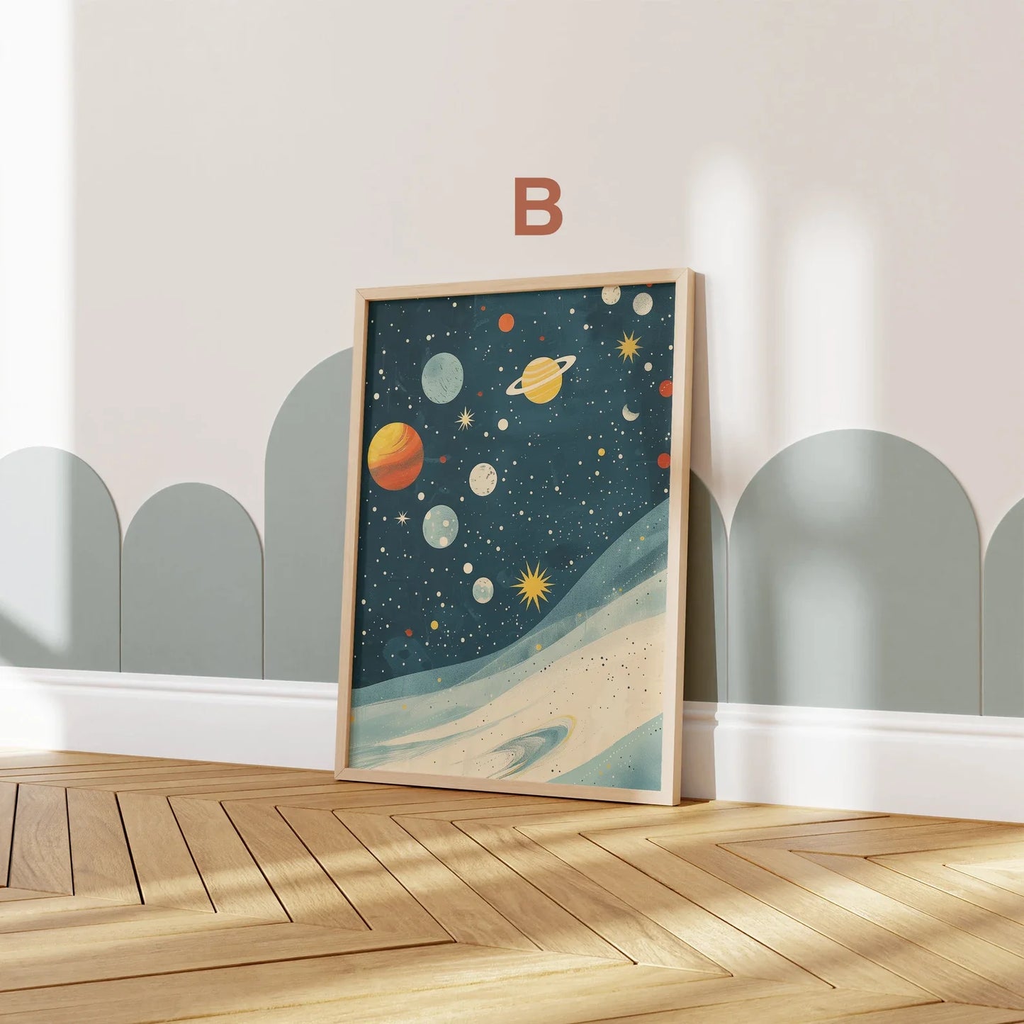 Astronaut Poster Kinderzimmer · Geschenkidee für Kinder · Kinderzimmer Deko · Weltraum Rakete & Planeten · Deko Print ohne Rahmen-2