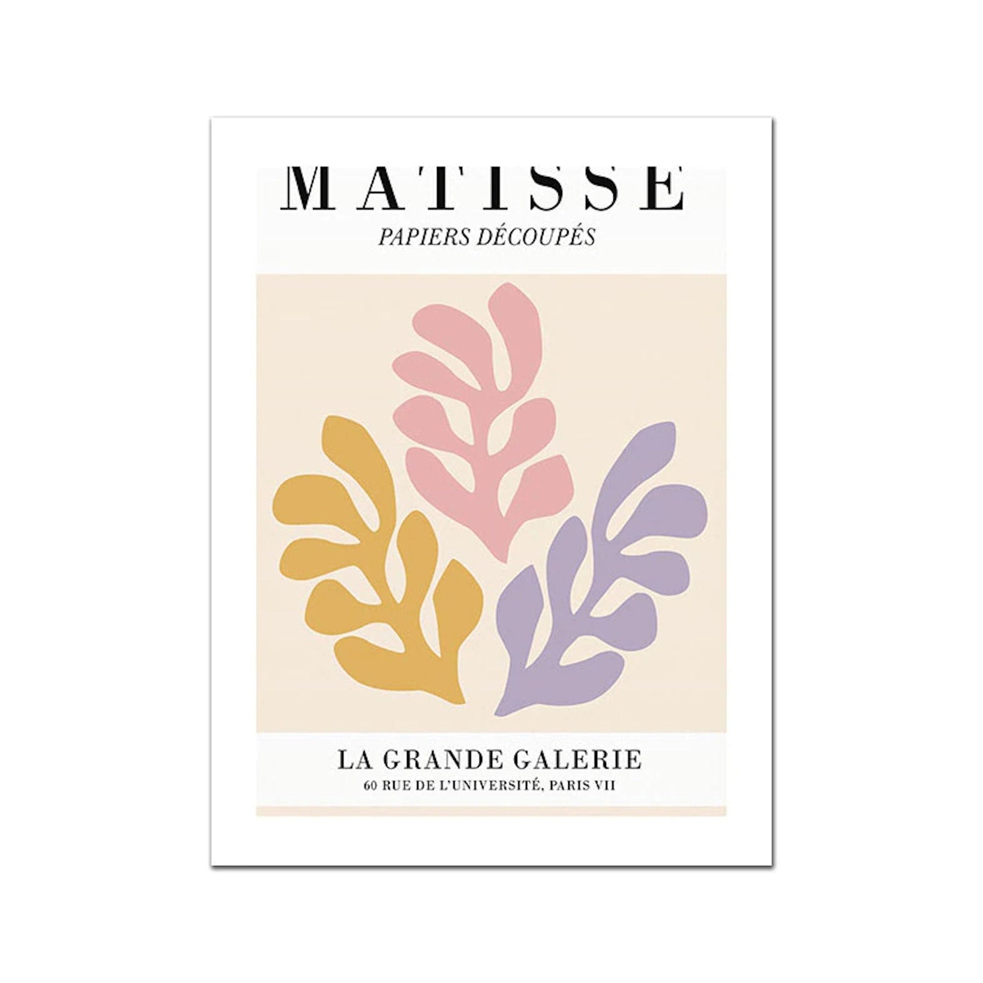 Poster Matisse Blumen Abstrakt | Bilder Wohnzimmer | Wandbilder Schlafzimmer | Deko Print ohne Rahmen | Bilder Set Matisse Beige-3