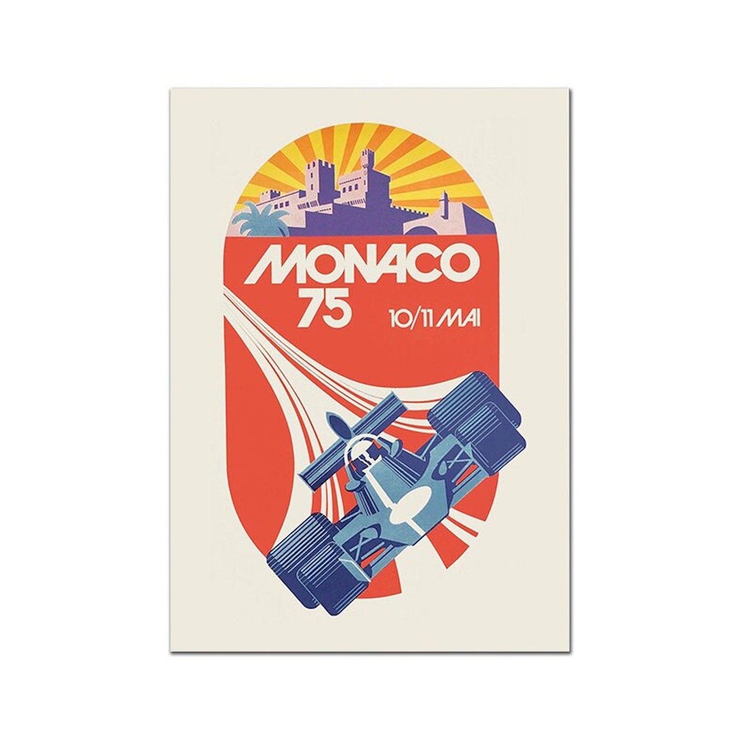 Poster Monaco Rennwagen Formel 1 Grand Prix | Bilder Wohnzimmer | Wandbilder Schlafzimmer | Deko Print ohne Rahmen | Bilder Set-5