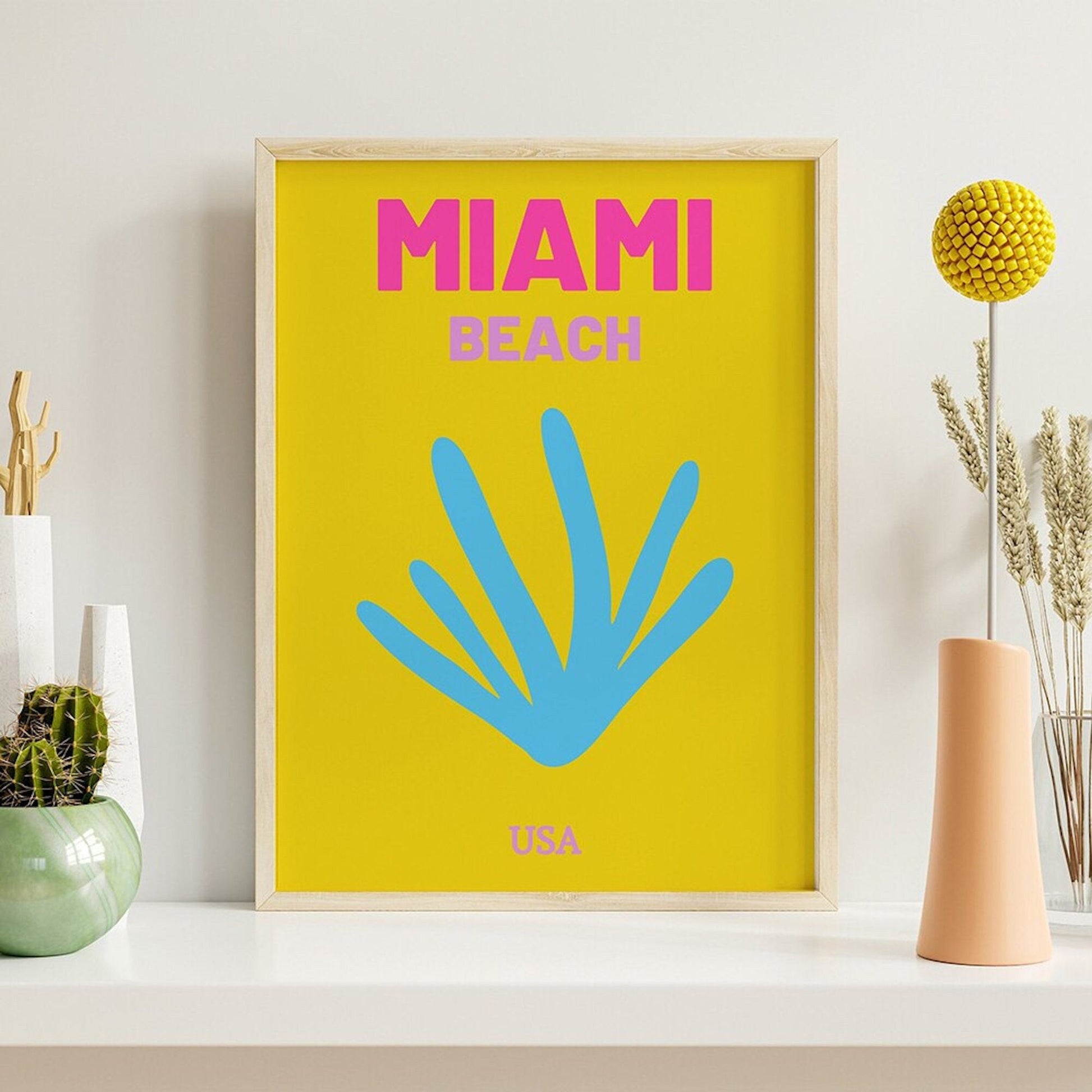 Poster Städte Reise als Wandkunst mit bunten Farben von Mykonos, Ibiza, Miami, Capri, Palm, Bondi Strand als Deko Print ohne Rahmen-2