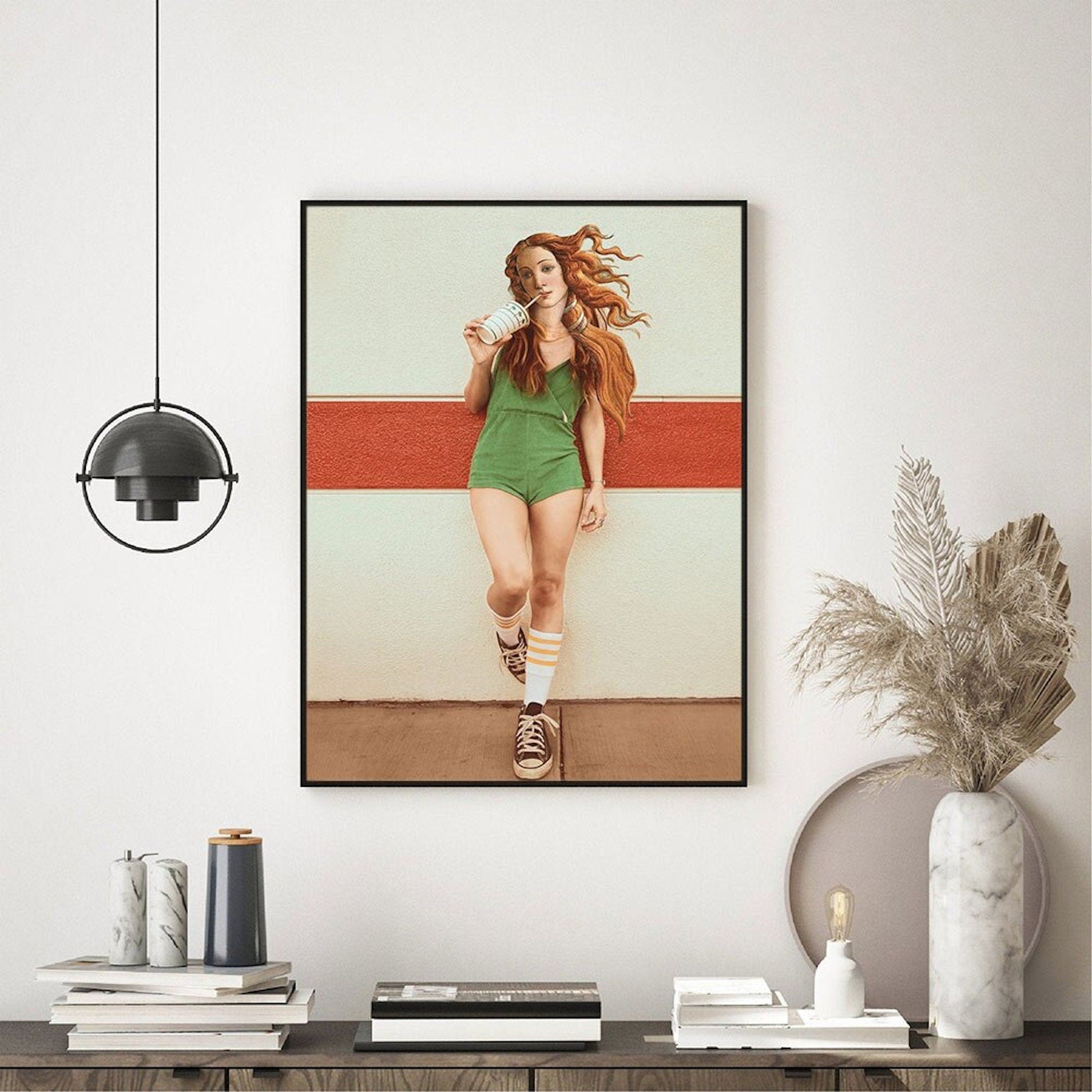 Poster Sport Mädchen trinkt Milkshake | Bilder Wohnzimmer | Wandbilder Schlafzimmer | Deko Print ohne Rahmen |-0