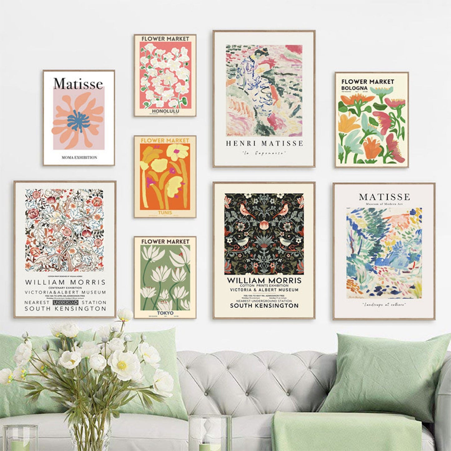 Poster Matisse Blumen Market Museum Abstrakt| Bilder Wohnzimmer | Wandbilder Schlafzimmer | Deko Print ohne Rahmen | Bilder Set Matisse Bunt-0