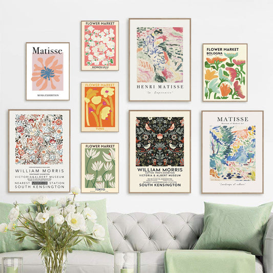 Poster Matisse Blumen Market Museum Abstrakt| Bilder Wohnzimmer | Wandbilder Schlafzimmer | Deko Print ohne Rahmen | Bilder Set Matisse Bunt-0