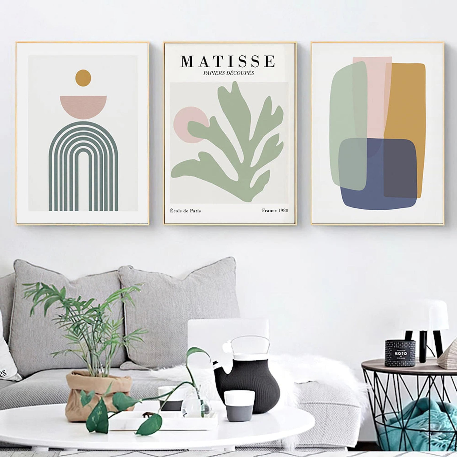 Poster Matisse Blätter Blumen Abstrakt | Bilder Wohnzimmer | Wandbilder Schlafzimmer | Deko Print ohne Rahmen | Bilder Set Matisse Grün-2