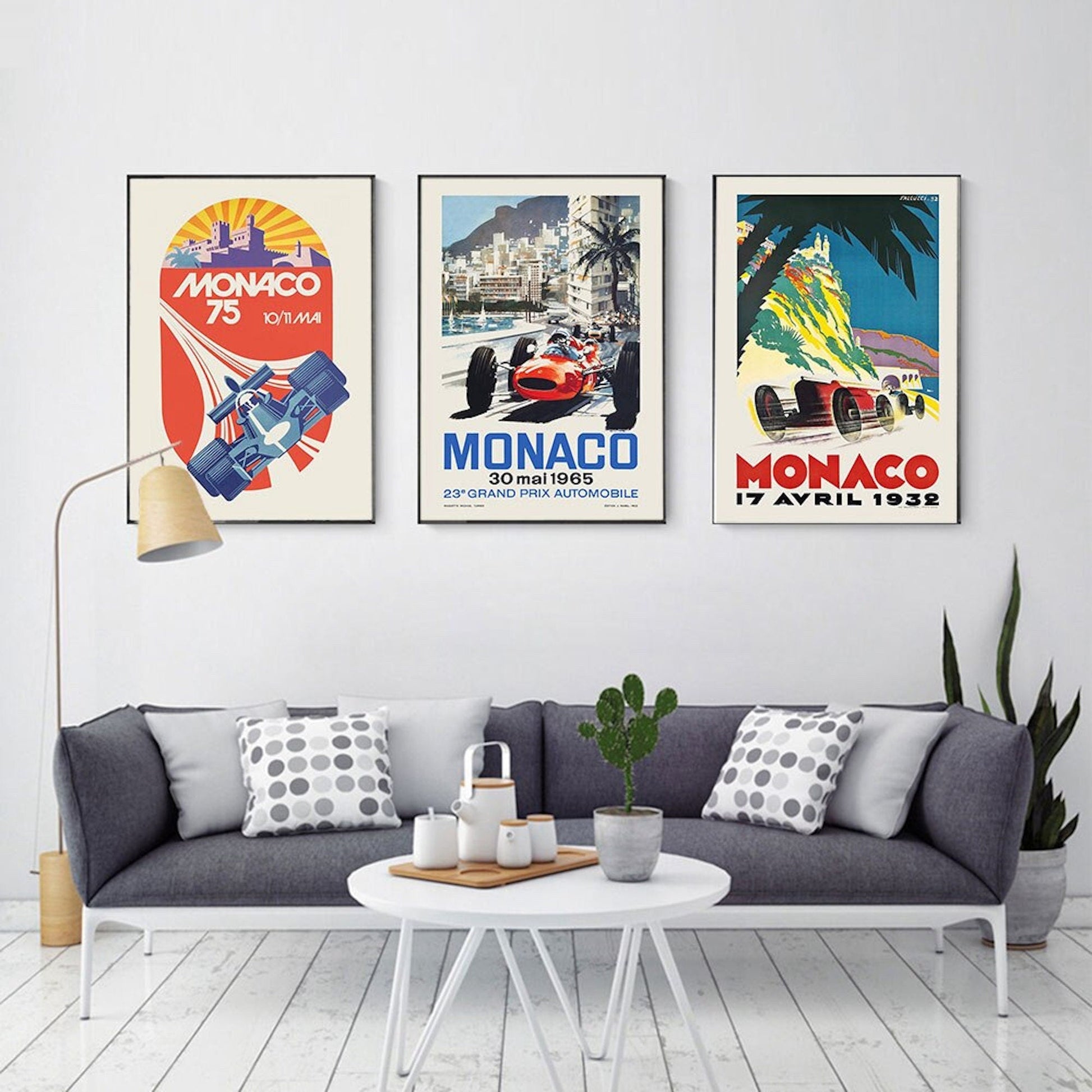 Poster Monaco Rennwagen Formel 1 Grand Prix | Bilder Wohnzimmer | Wandbilder Schlafzimmer | Deko Print ohne Rahmen | Bilder Set-0