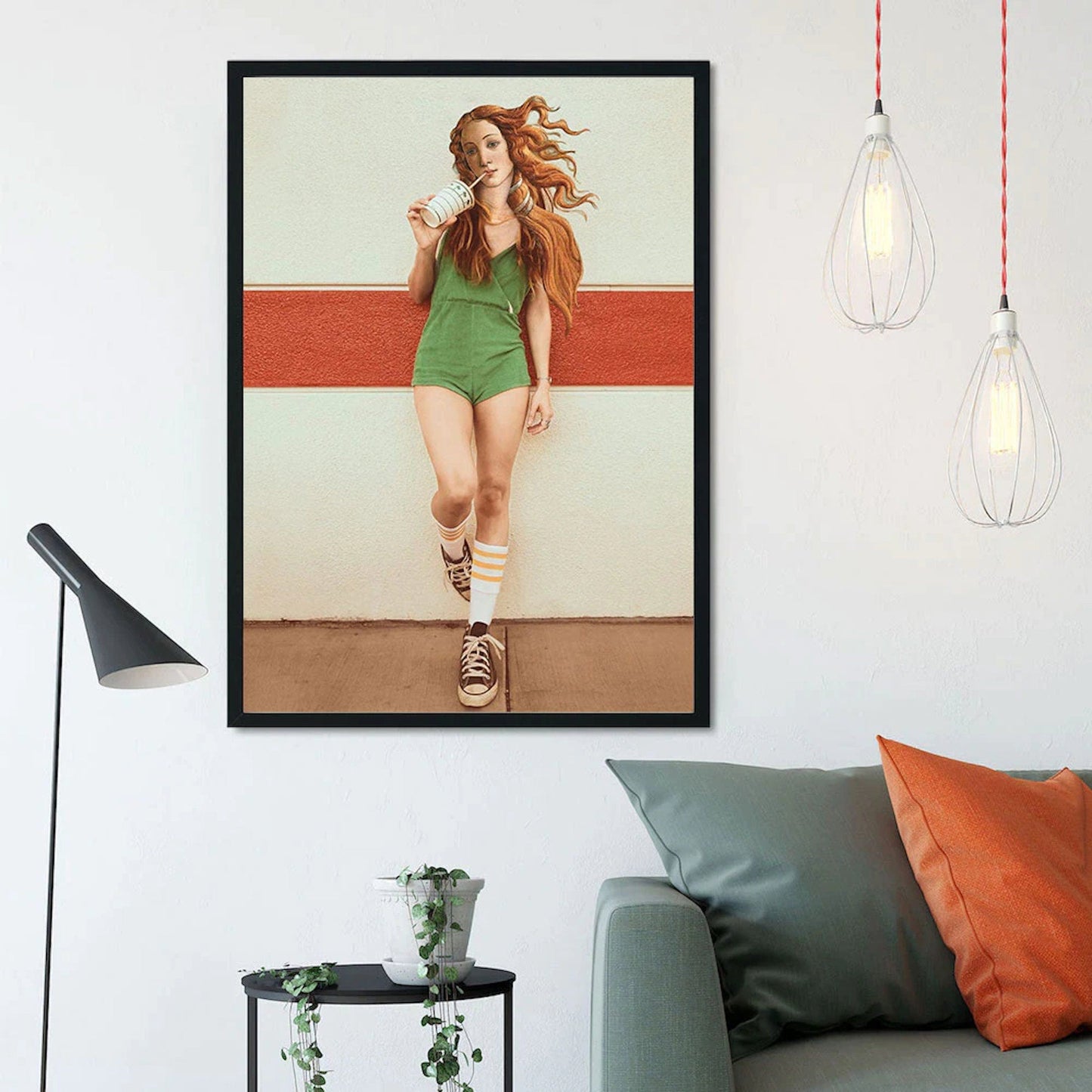 Poster Sport Mädchen trinkt Milkshake | Bilder Wohnzimmer | Wandbilder Schlafzimmer | Deko Print ohne Rahmen |-1