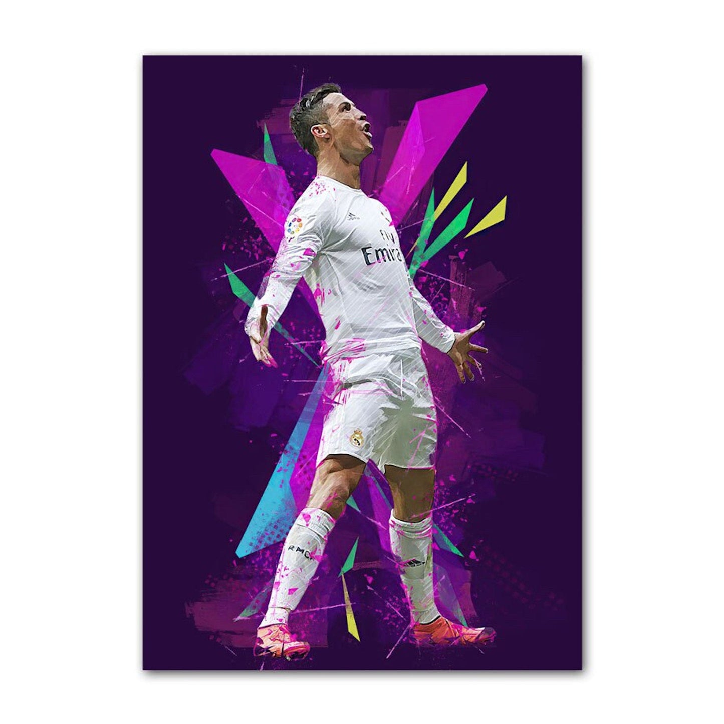 Poster Fußball Christiano Ronaldo Jubel mit Pokal als Deko Print ohne Rahmen-1