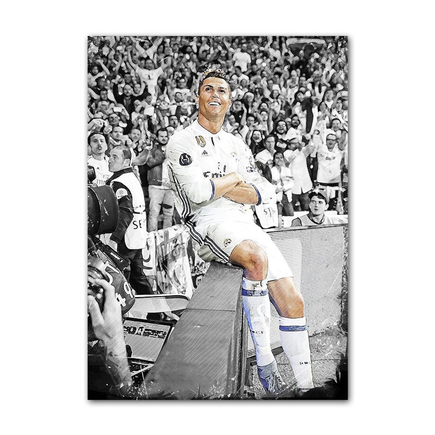 Poster Fußball Christiano Ronaldo Jubel mit Pokal als Deko Print ohne Rahmen-8