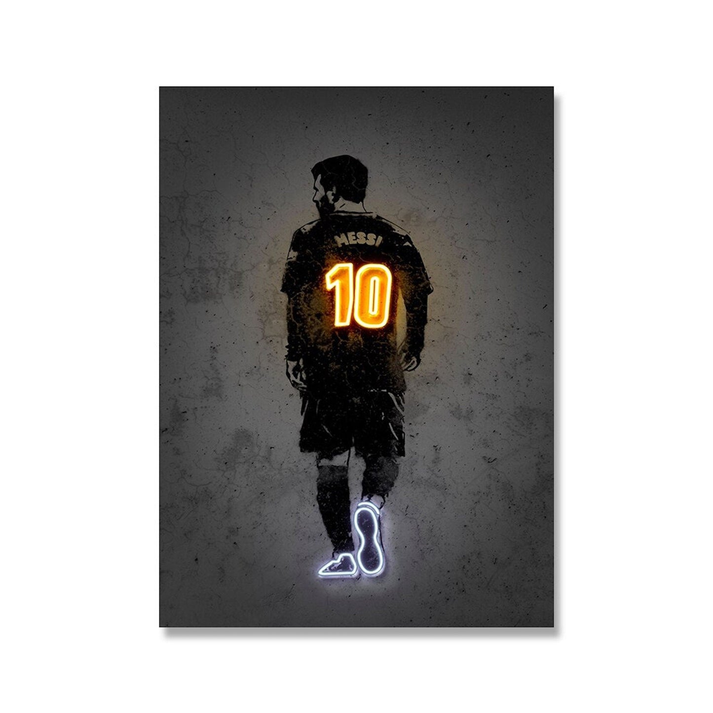 Poster Fußball Lionel Messi Nummer 10 Christiano Ronaldo 7 und Neymar Jr. 10 mit Neon Leucht Trikotnummer als Deko Print ohne Rahmen-3