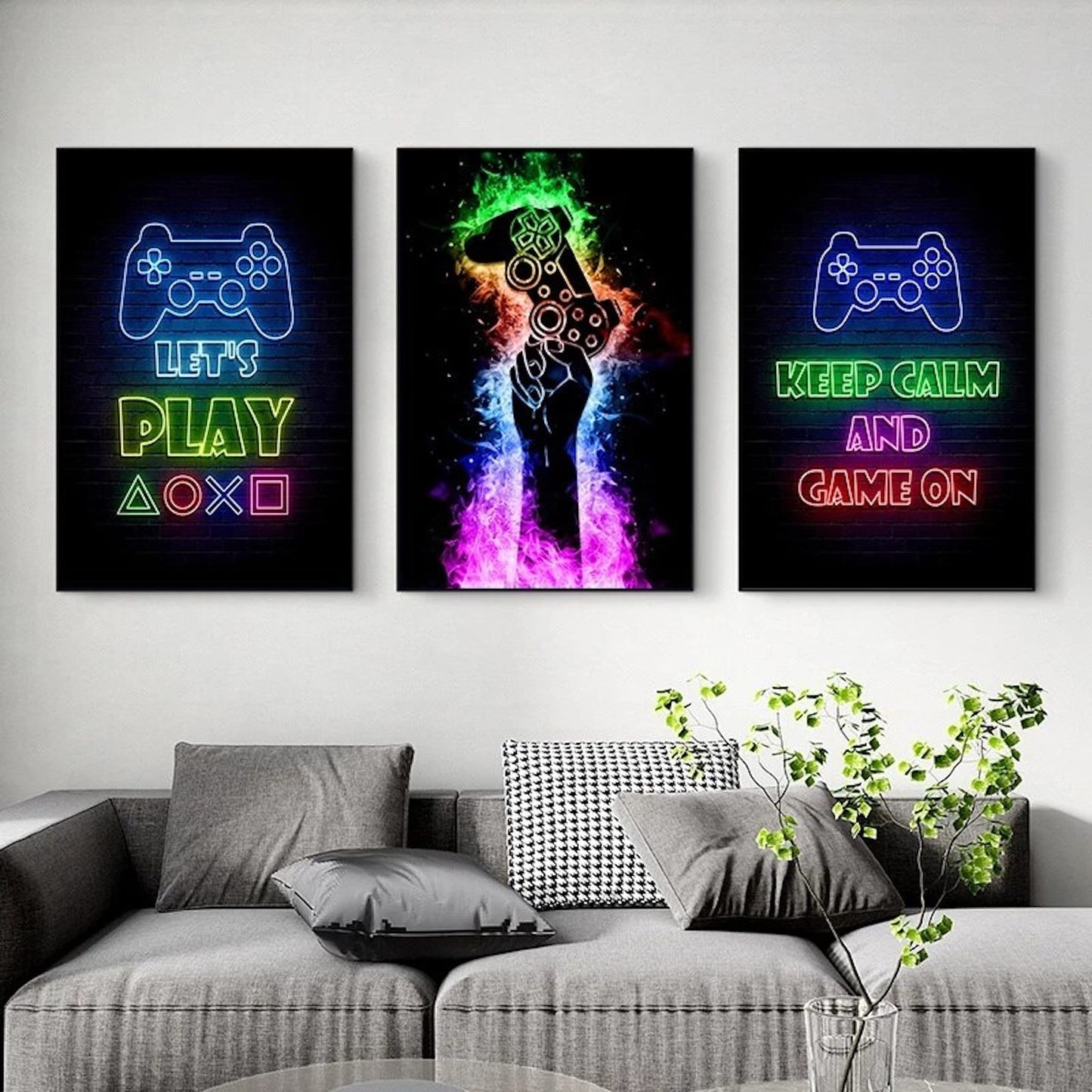 Poster Gamer PC & Playstation in Neon Farben und coole Sprüche für Gamer als Deko Print ohne Rahmen-2