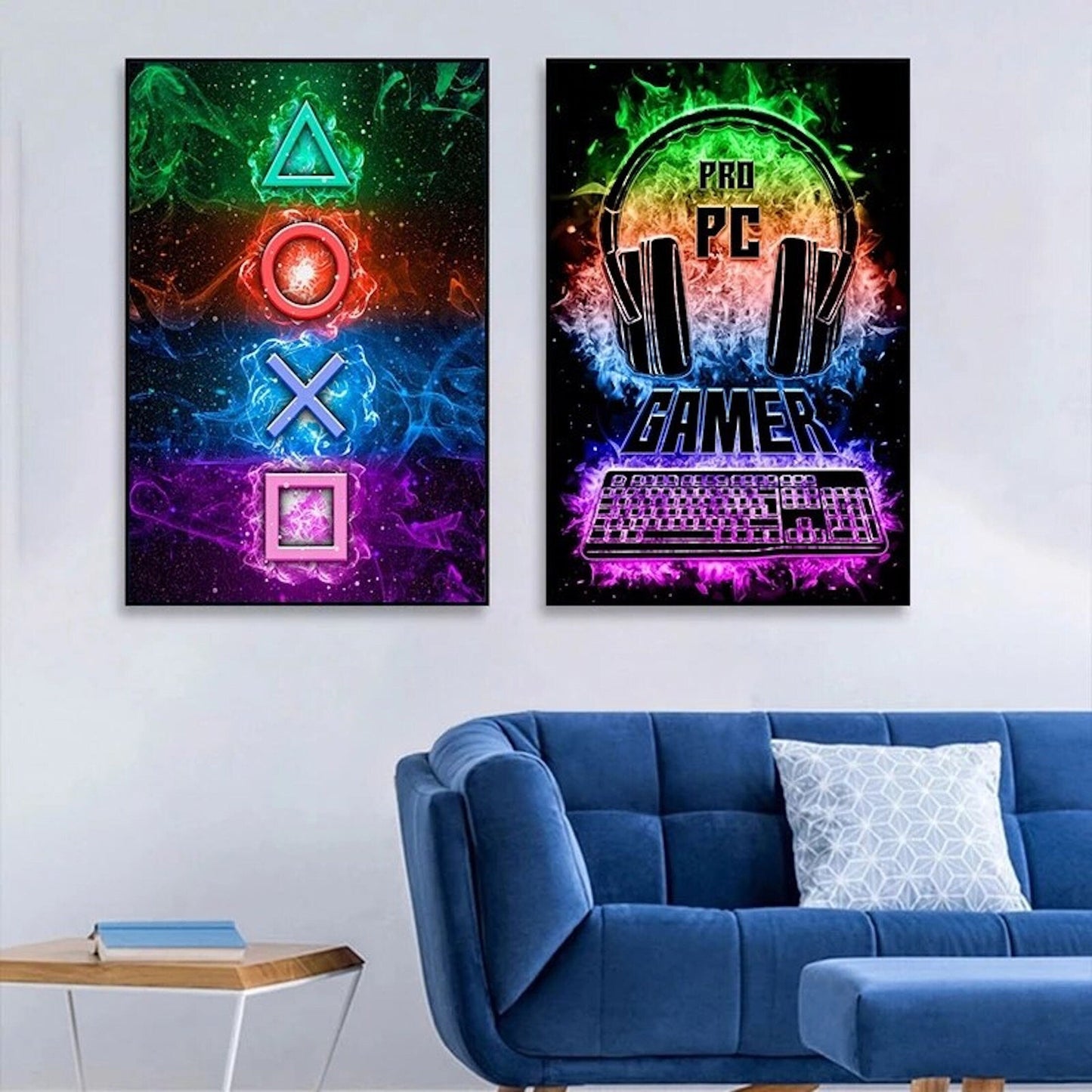 Poster Gamer PC & Playstation in Neon Farben und coole Sprüche für Gamer als Deko Print ohne Rahmen-1