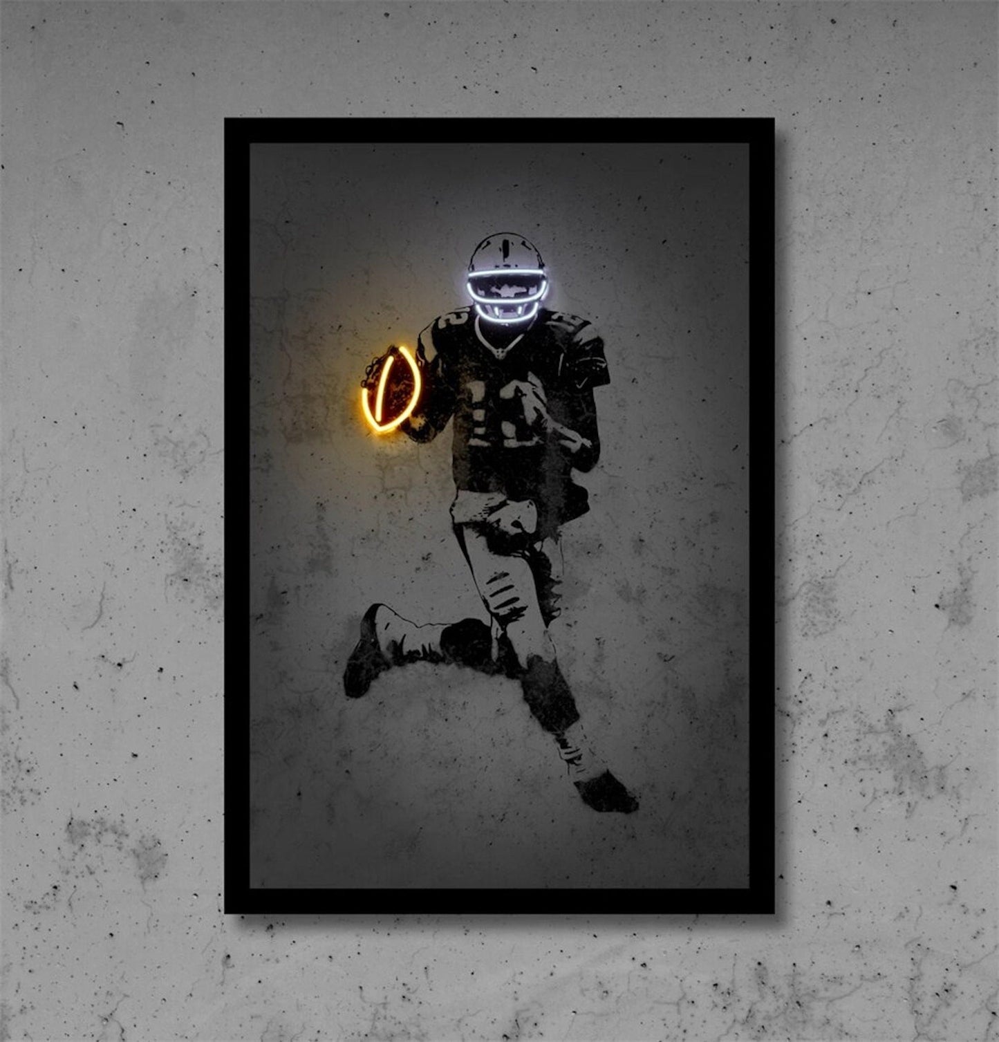 Poster Football Spieler mit Neon leuchtenden Ball und Helm als Deko Print ohne Rahmen-5