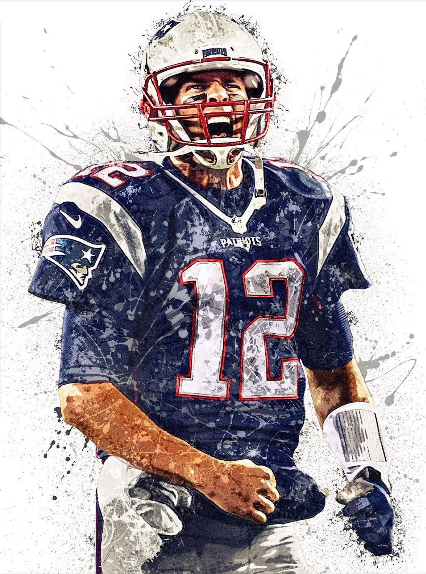 Poster Football Spieler Tom Brady Superstar mit Champion Ringen als Deko Print ohne Rahmen-4