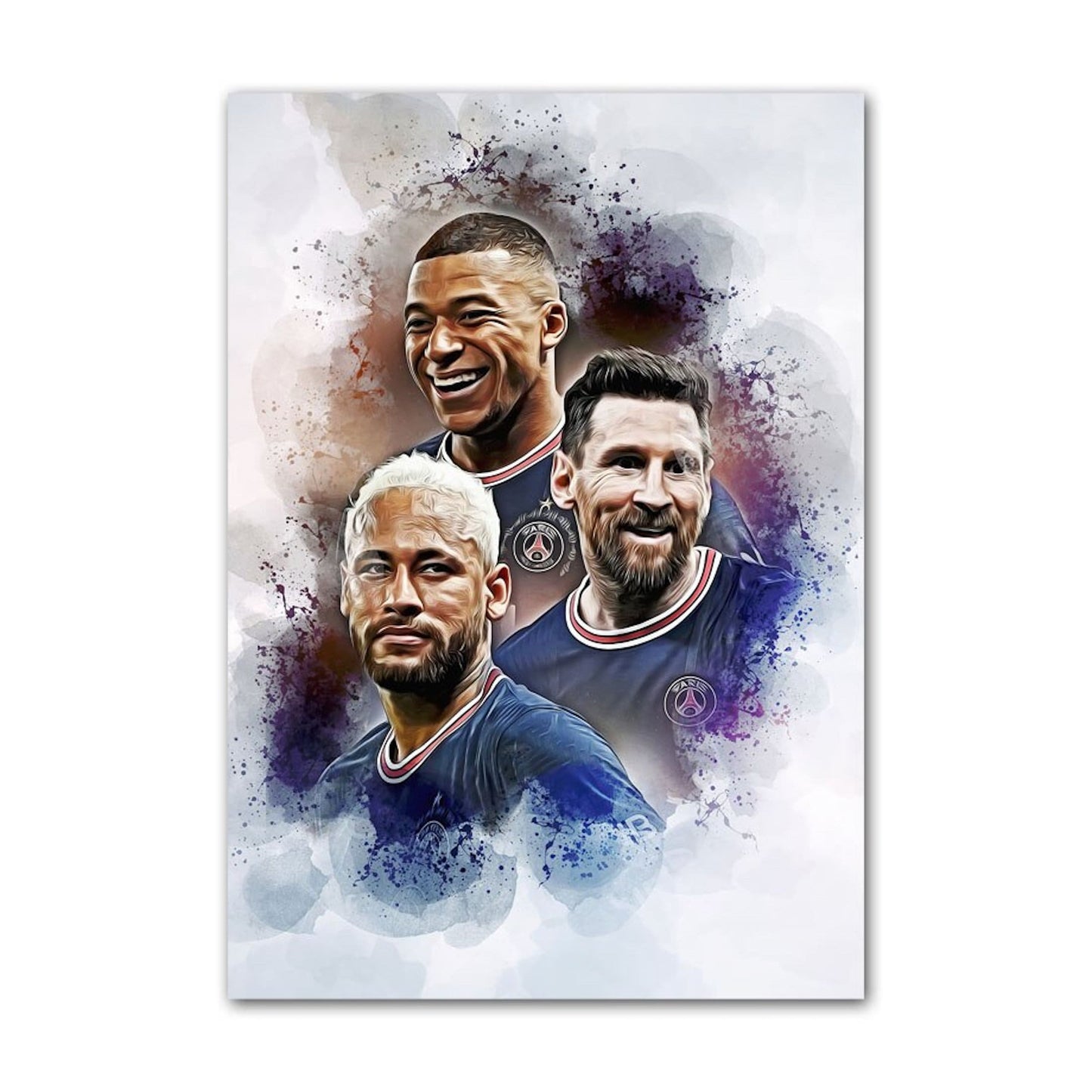 Poster Fußballspieler Paris Sant German Messi Mbappe Nejmar Jr und andere Spieler als Deko Print ohne Rahmen-1