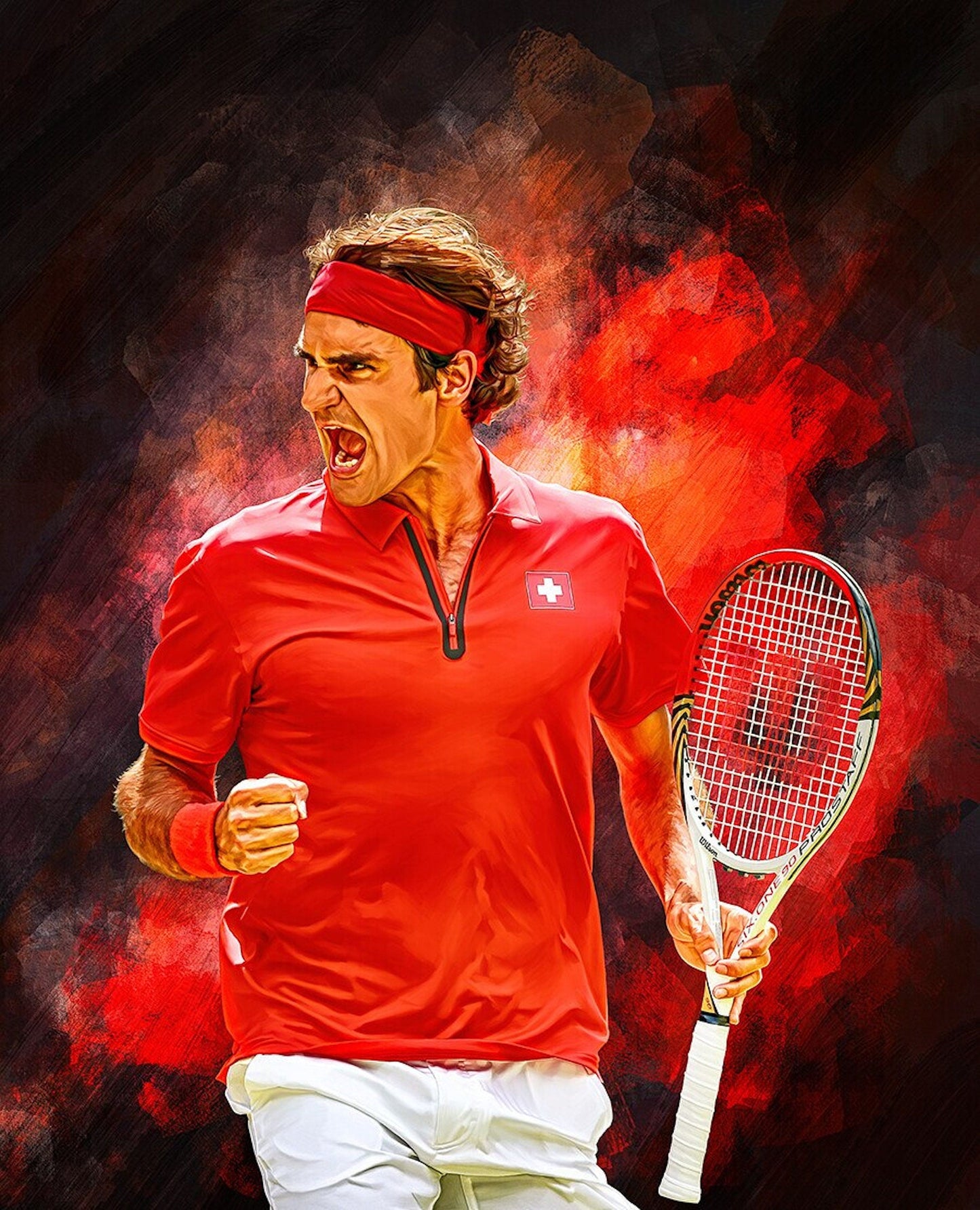 Poster Tennis Spieler Roger Federer als Deko Print ohne Rahmen-2