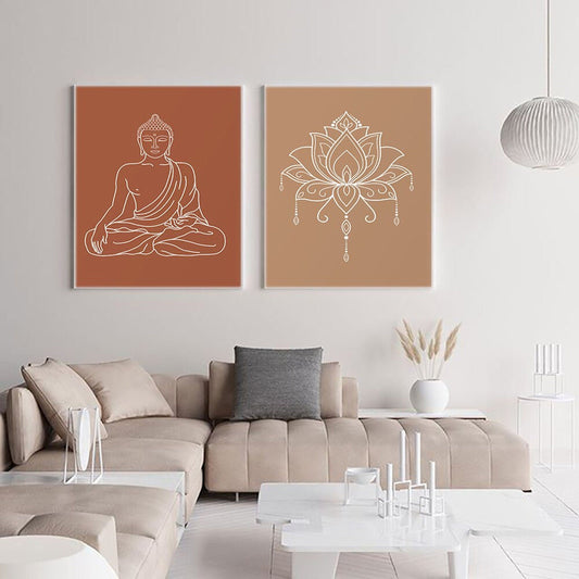 Poster Yoga Mandala Lotus Blume und Hand Fatima als Deko Print ohne Rahmen-0