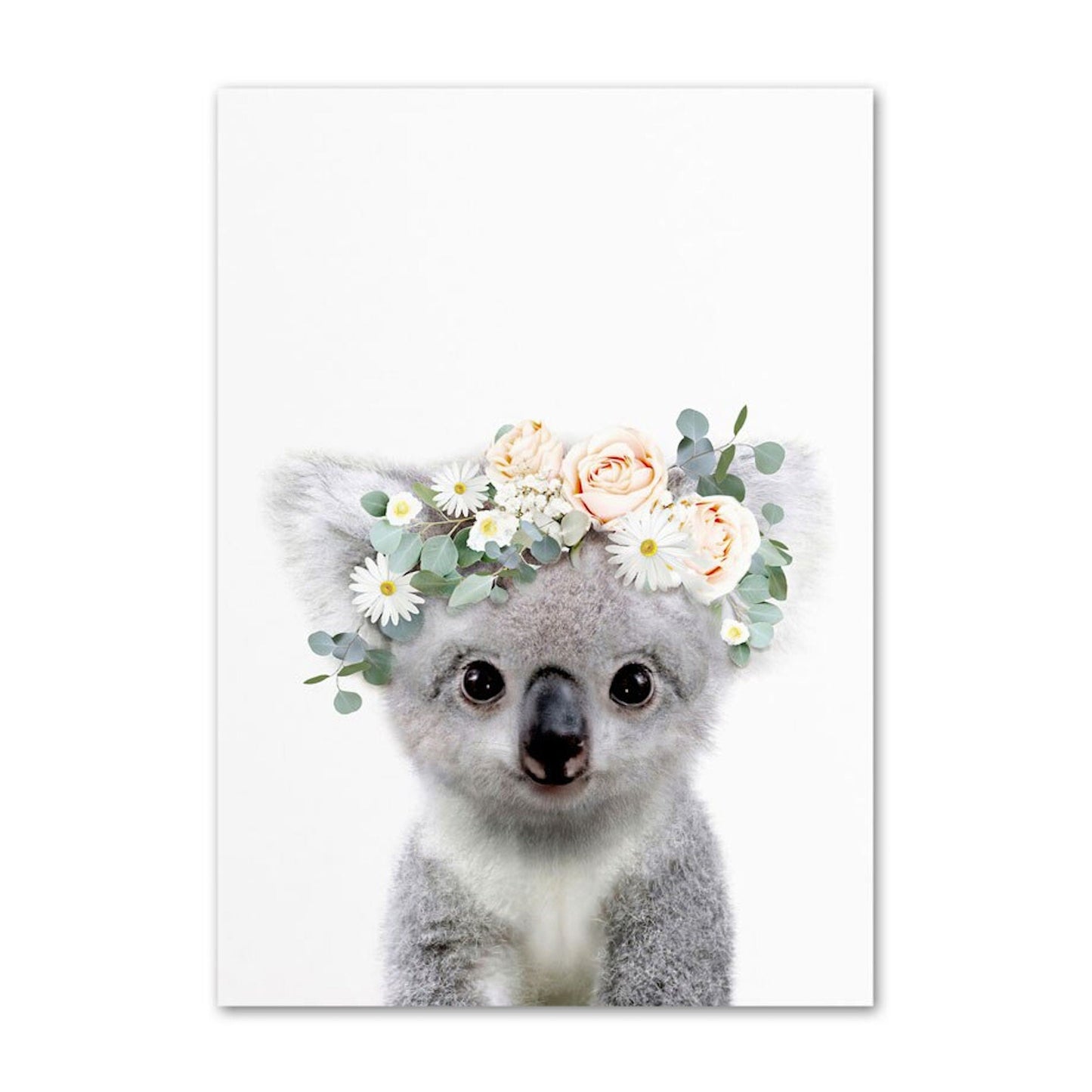 Poster Kinder Tiere mit Blumenkranz Hase Panda und Koala Bär als Deko Print ohne Rahmen-3