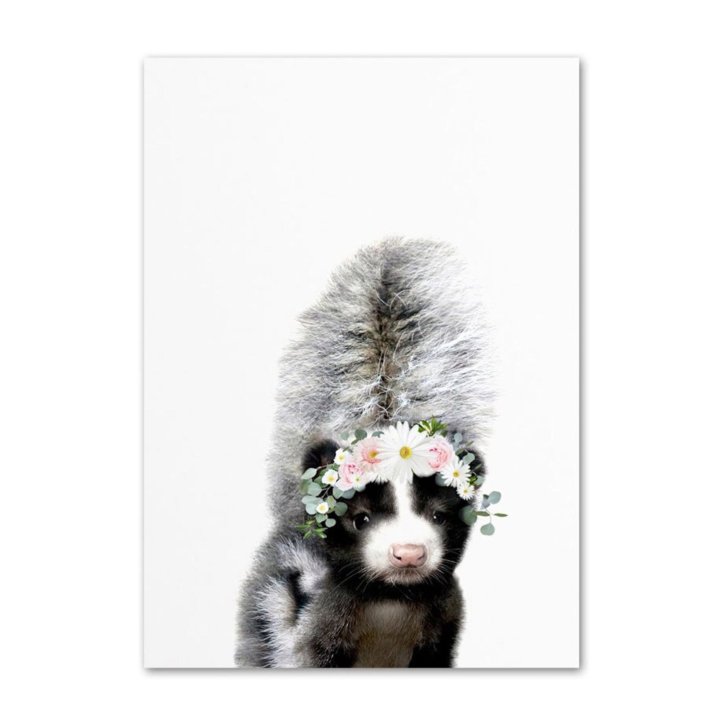 Poster Kinder Tiere mit Blumenkranz Schaaf Eichhörnchen und Eule als Deko Print ohne Rahmen-3