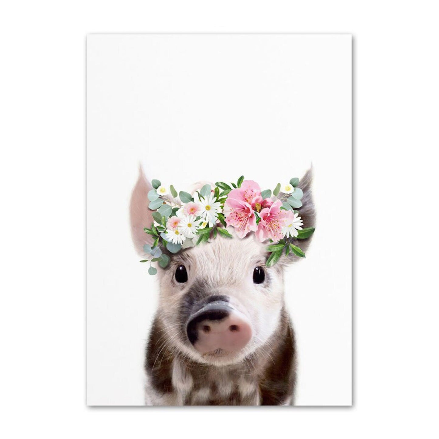 Poster Kinder Tiere mit Blumenkranz Schaaf Eichhörnchen und Eule als Deko Print ohne Rahmen-5