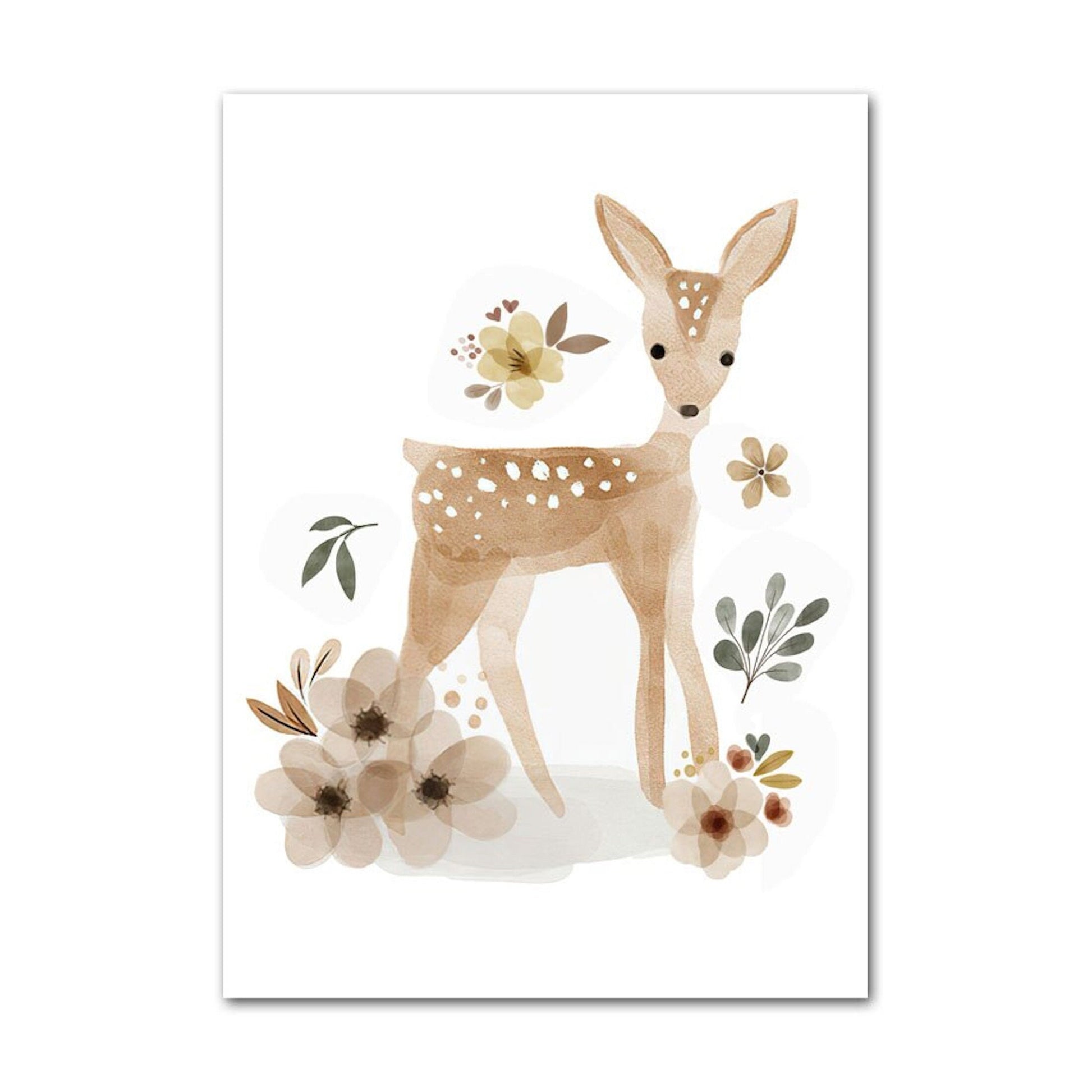 Poster Kinder Tiere Reh Eichhörnchen Fuchs Faultier und Schmetterlinge im Boho Stil als Deko Print ohne Rahmen-1