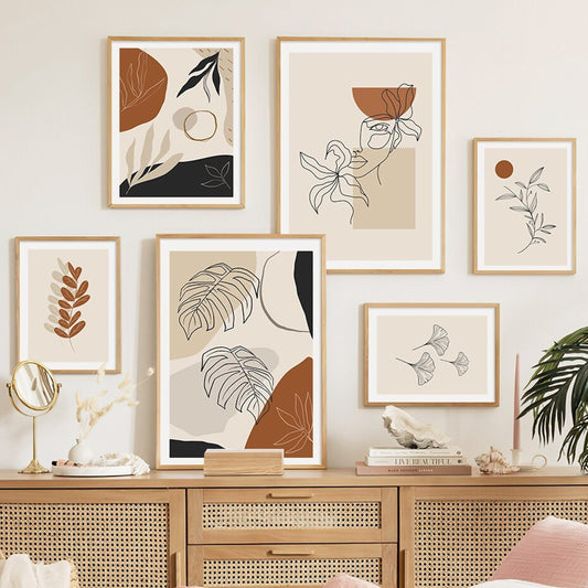 Poster Monstera Blätter und Pflanzen Blätter Abstrakt Boho als Deko Print ohne Rahmen-0