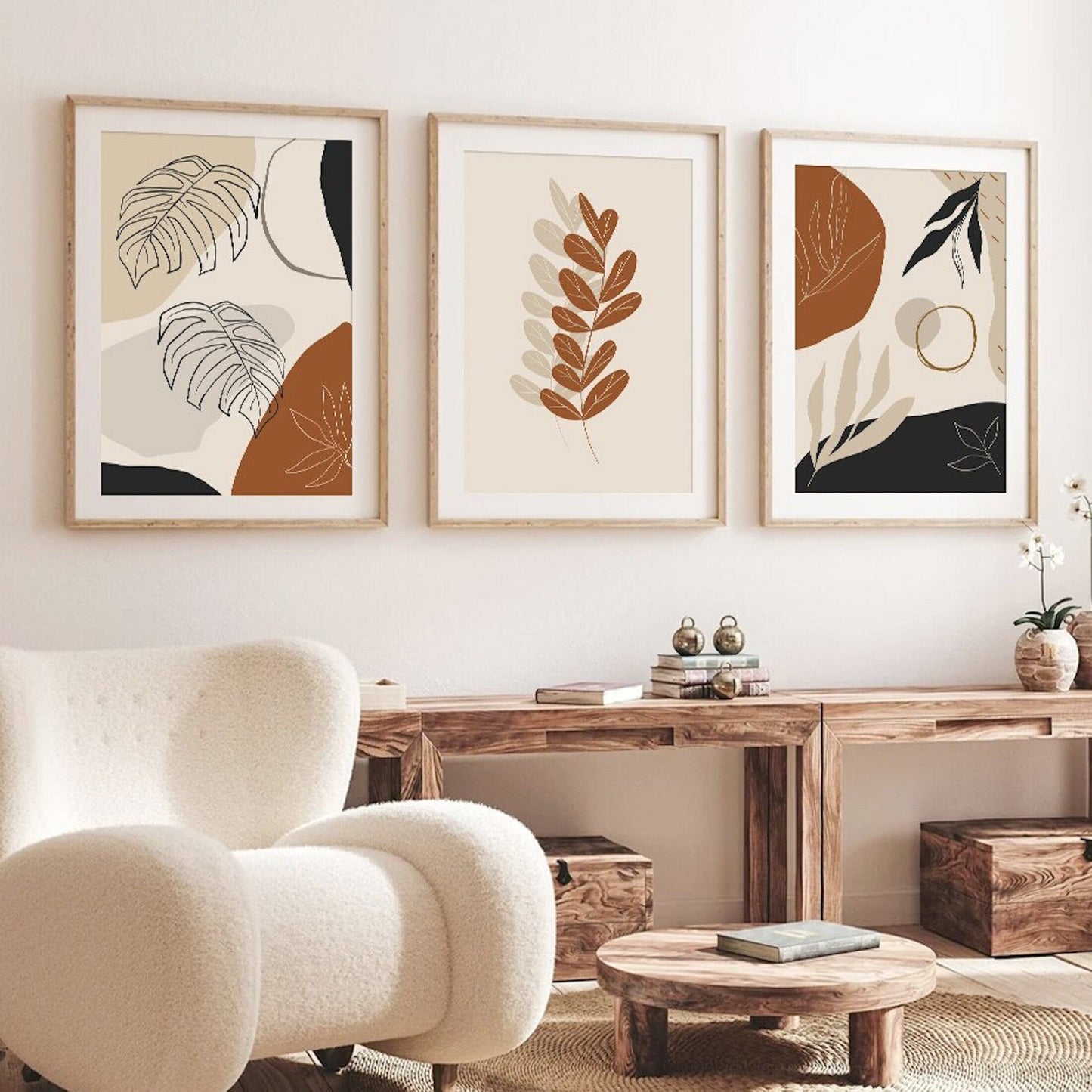 Poster Monstera Blätter und Pflanzen Blätter Abstrakt Boho als Deko Print ohne Rahmen-2