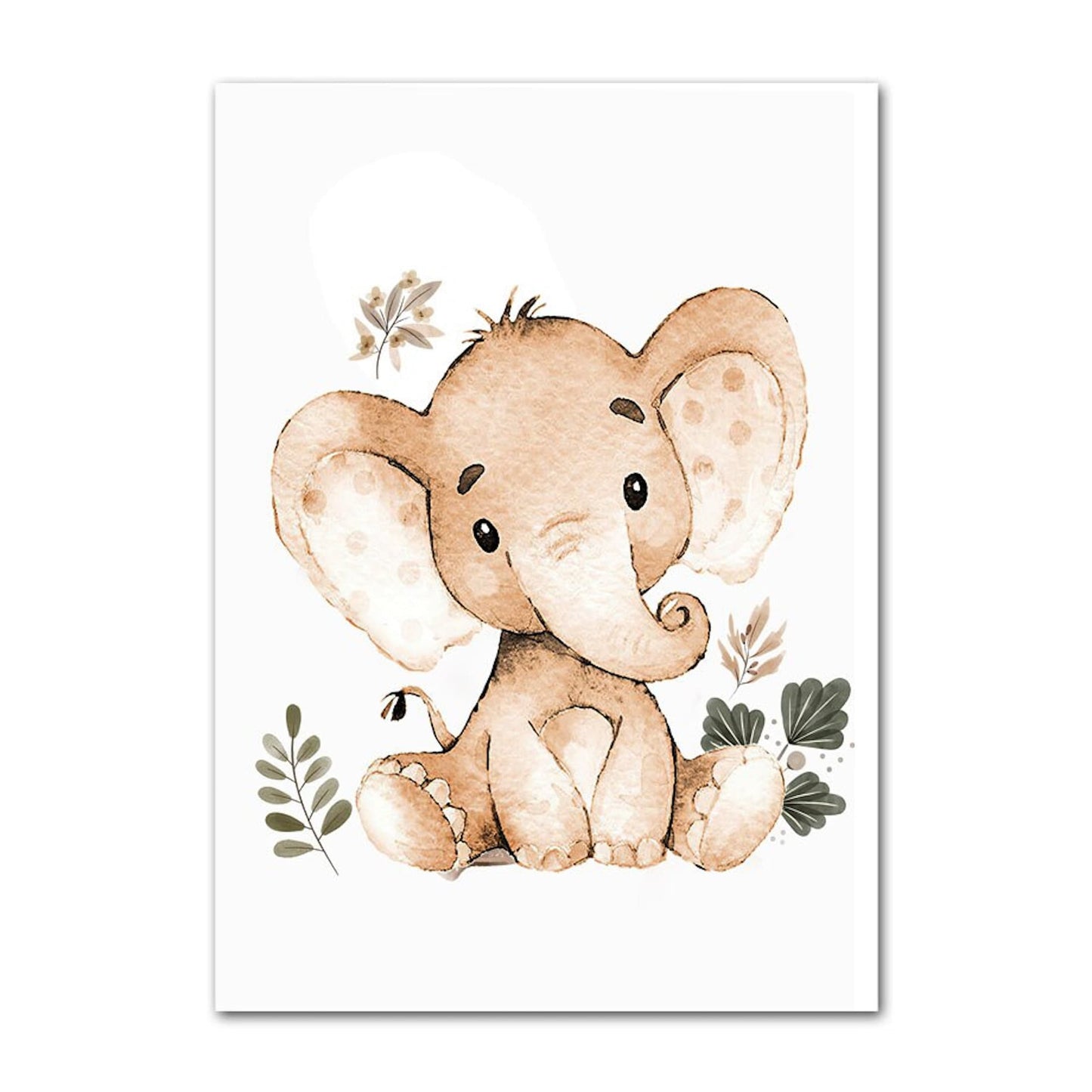 Poster Kinder süße Tiere im Boho Stil Nilpferd Elefant Löwe Regenbogen Sonne und Mond als Deko Print ohne Rahmen-8