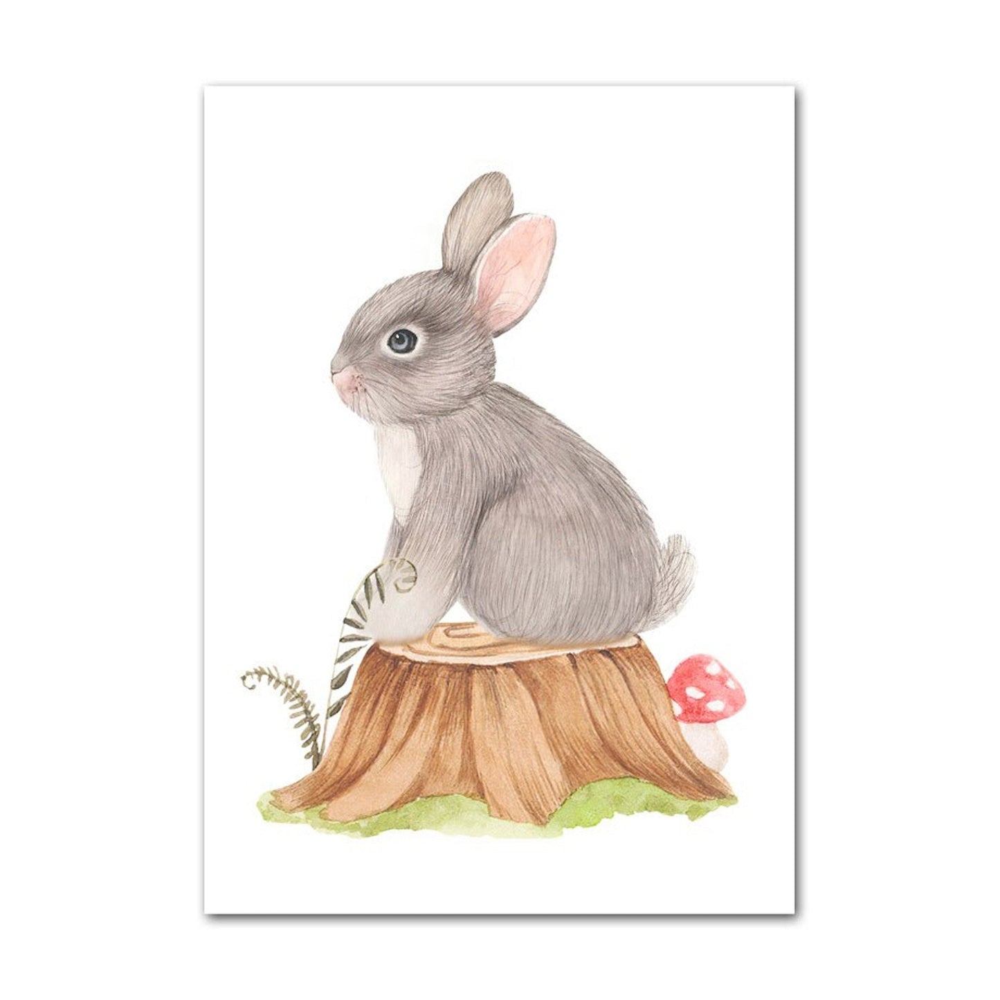 Poster Kinder süße Tiere im Boho Stil Bär Eichhörnchen Schnecke Pilzhaus und Blumen als Deko Print ohne Rahmen-7