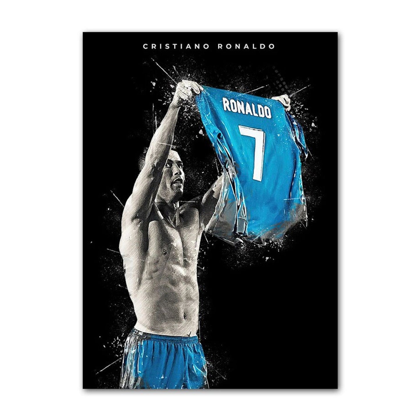 Poster Fußball Christiano Ronaldo Jubel mit Pokal als Deko Print ohne Rahmen-4