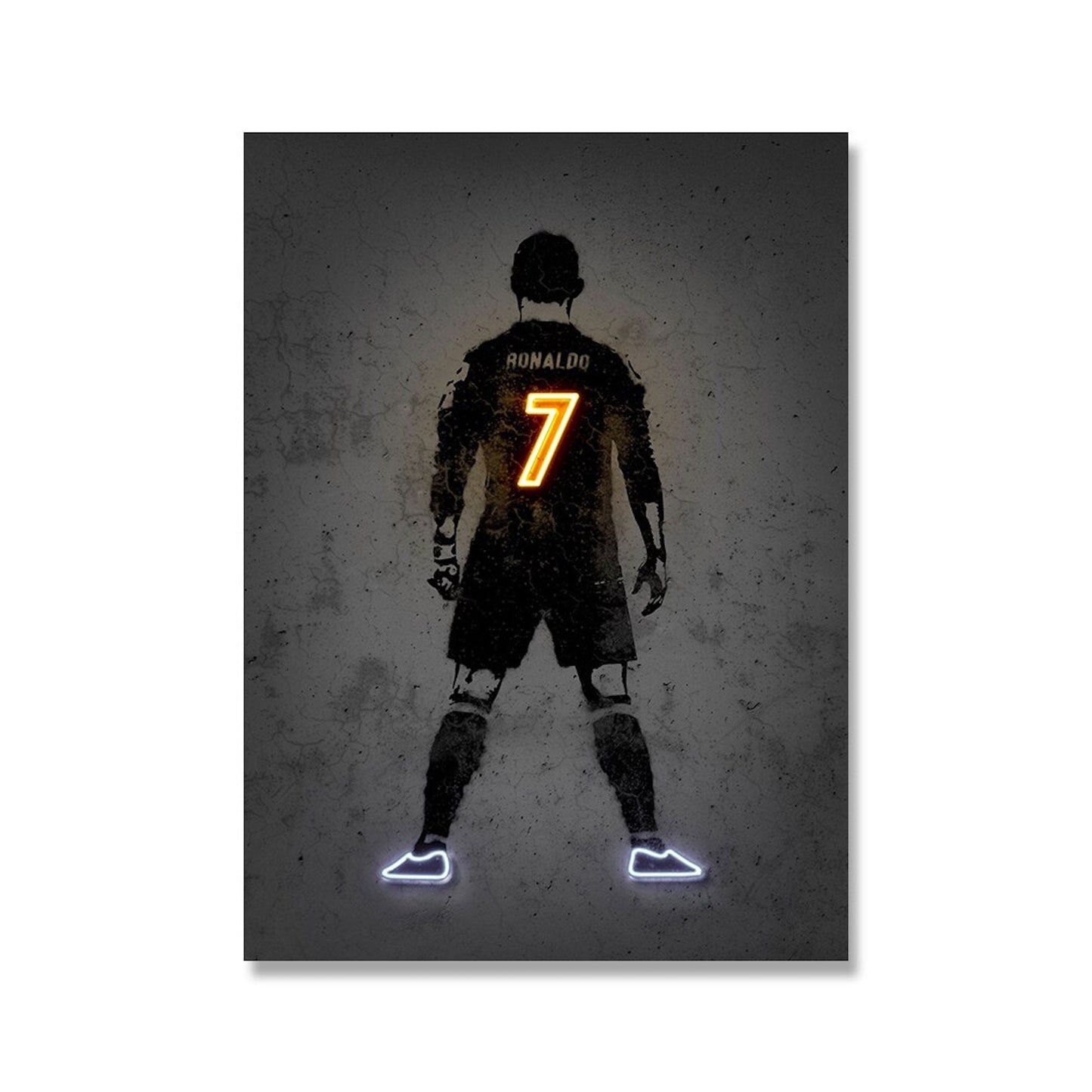 Poster Fußball Lionel Messi Nummer 10 Christiano Ronaldo 7 und Neymar Jr. 10 mit Neon Leucht Trikotnummer als Deko Print ohne Rahmen-4