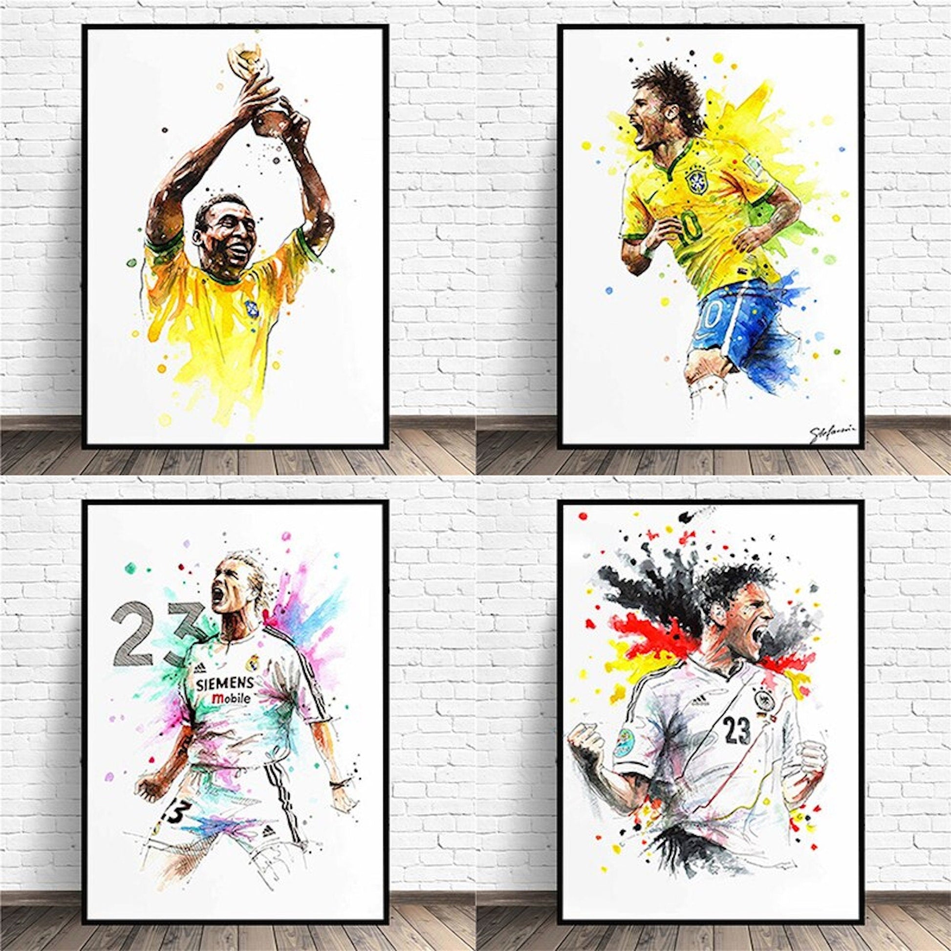 Poster Fußball Weltmeister Pokal Pele Ronaldo Neymar Jr. Messi als Deko Print ohne Rahmen-0