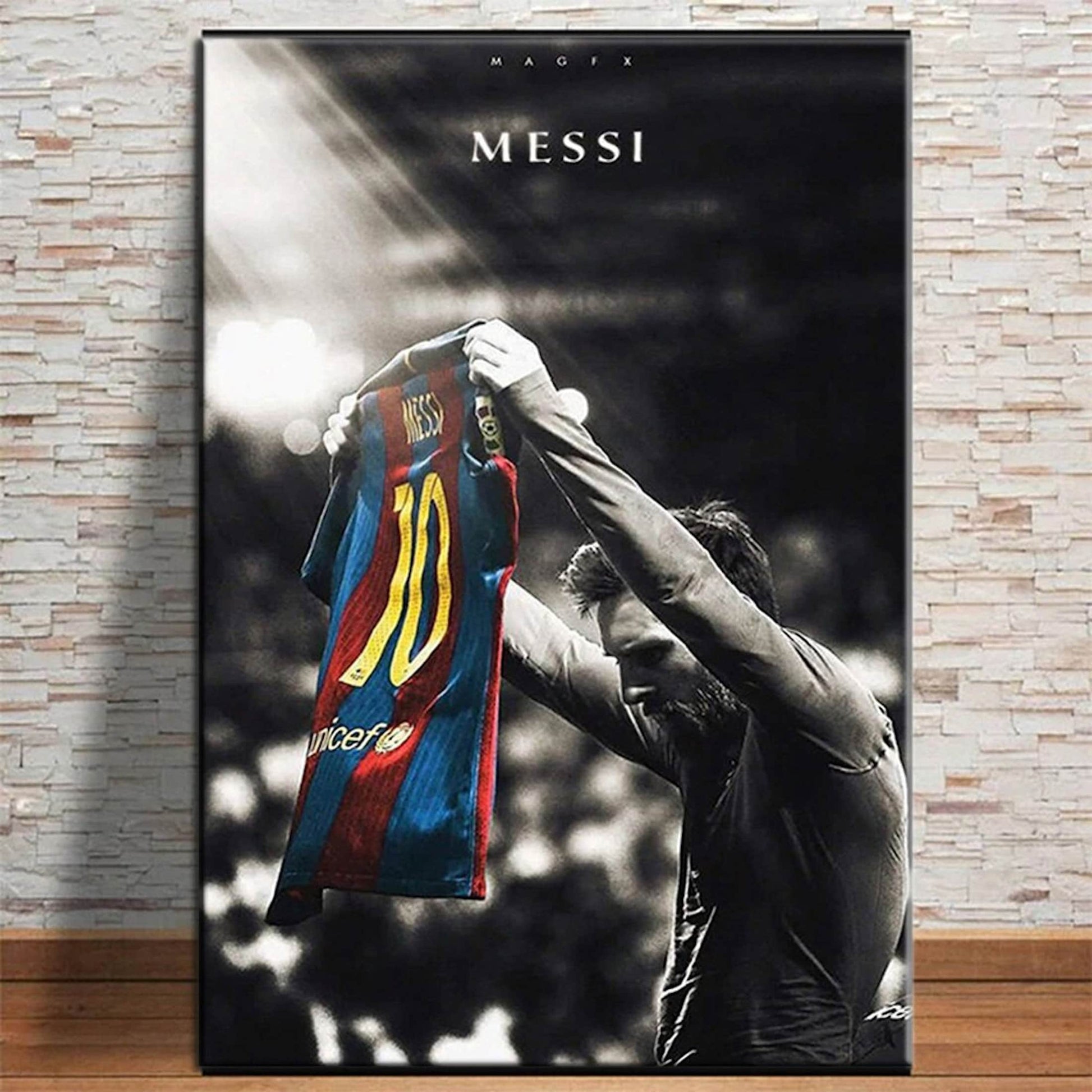 Poster Fußball Lionel Messi Nummer 10 bei Fc Barcelona als Deko Print ohne Rahmen-0