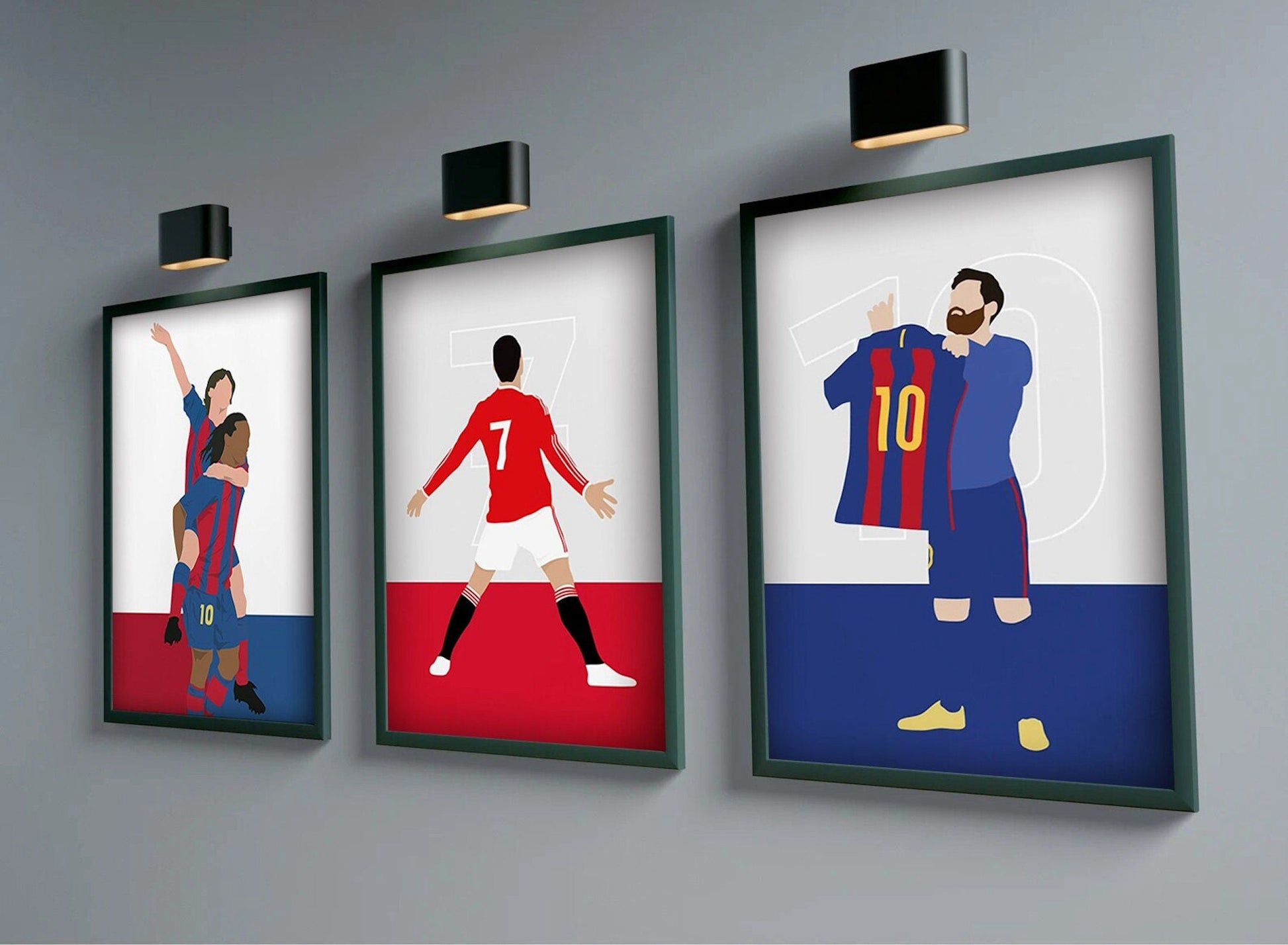 Poster Fußball Messi Ronaldo Maradonna Rooney und Benzema ohne Gesicht als Deko Print ohne Rahmen-0