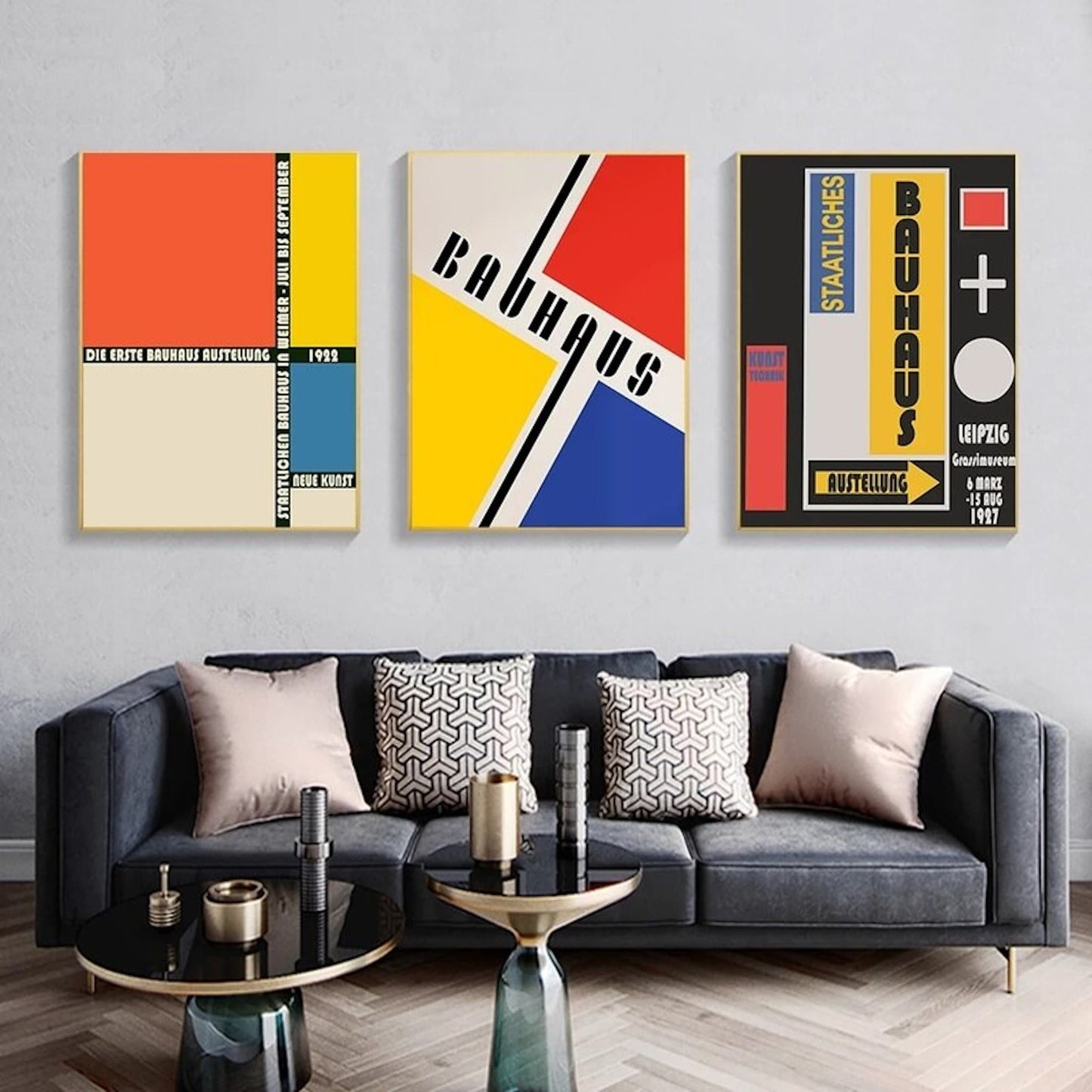 Poster Bauhaus Bunte Farben als Deko Print ohne Rahmen-0