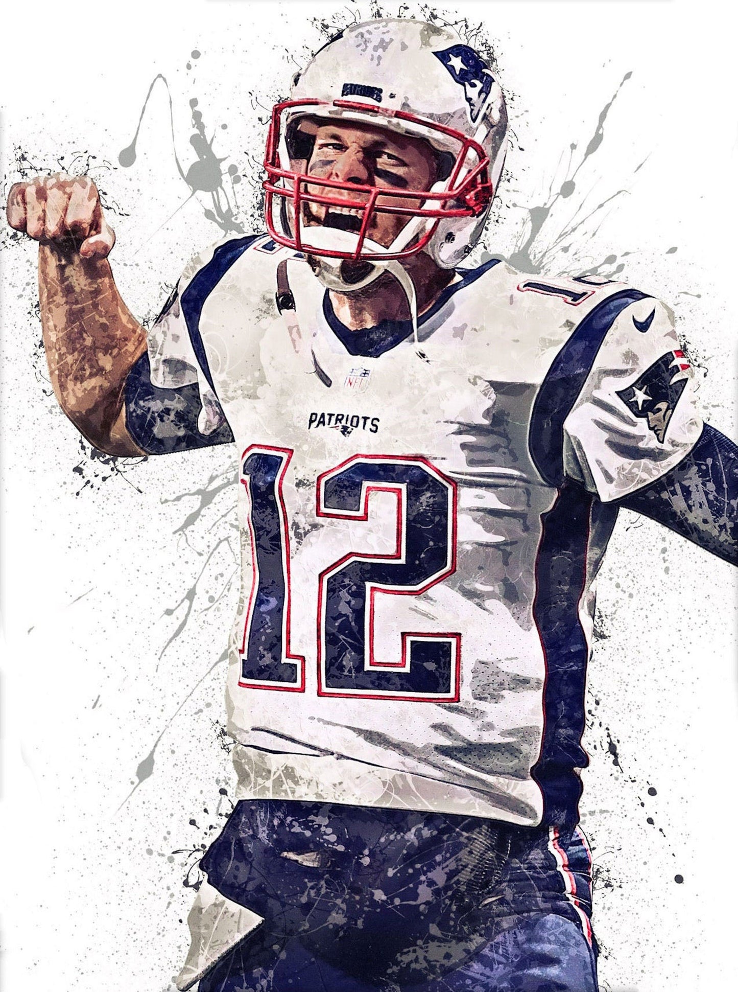 Poster Football Spieler Tom Brady Superstar mit Champion Ringen als Deko Print ohne Rahmen-5