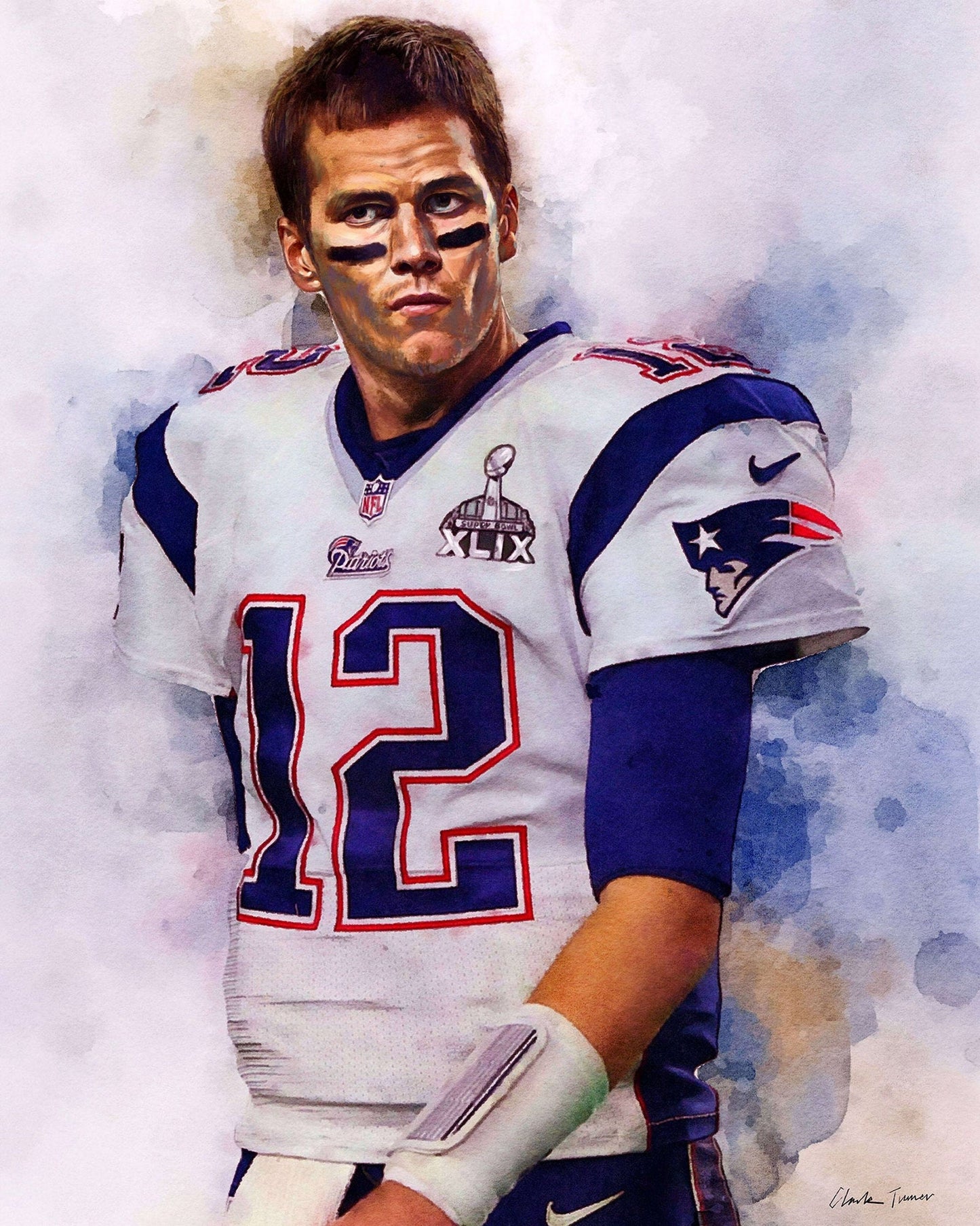 Poster Football Spieler Tom Brady Superstar mit Champion Ringen als Deko Print ohne Rahmen-9