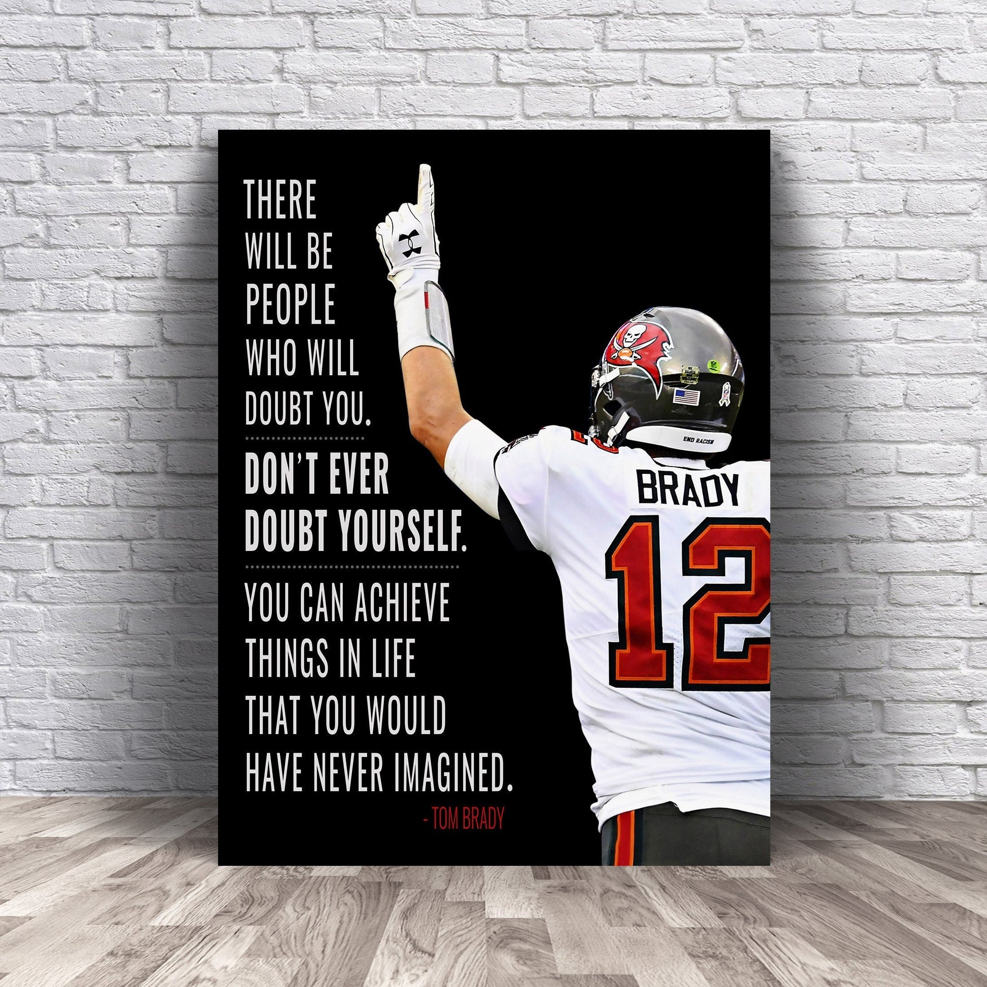 Poster Football Spieler Tom Brady Amerikanischer Football Superstar motivierender Spruch als Deko Print ohne Rahmen-2