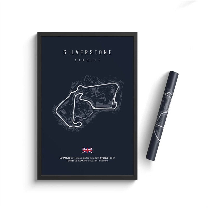 Poster Formel 1 Kalender 2024 Strecken Großer Preis von Silverstone Daytona Laguna Seca Yas Marina Suzuka als Deko Print ohne Rahmen-1