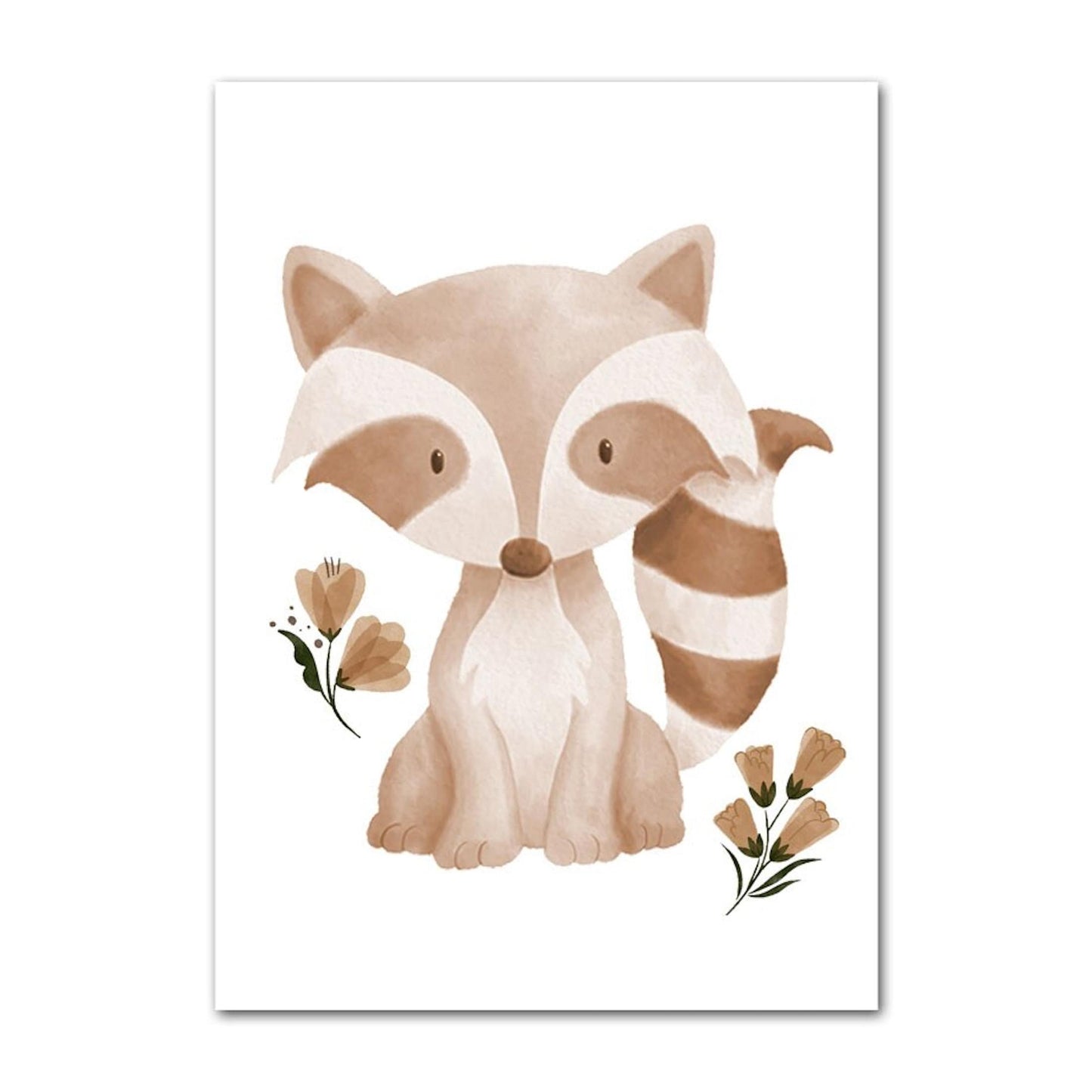 Poster Kinder Tiere Schmetterling Fuchs Eule Blumen Hase Reh und Bär als Deko Print ohne Rahmen-1