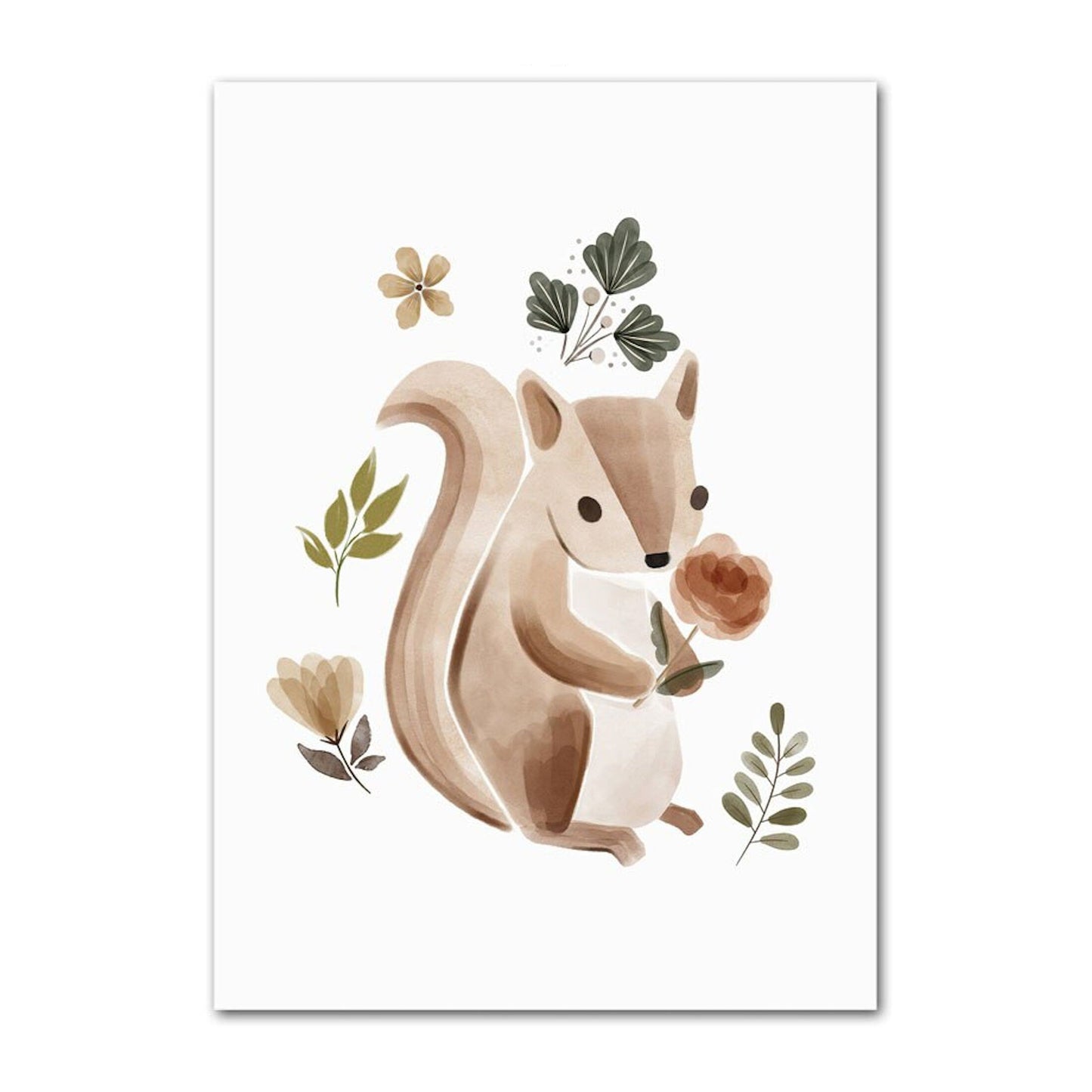 Poster Kinder Tiere Reh Eichhörnchen Fuchs Faultier und Schmetterlinge im Boho Stil als Deko Print ohne Rahmen-2