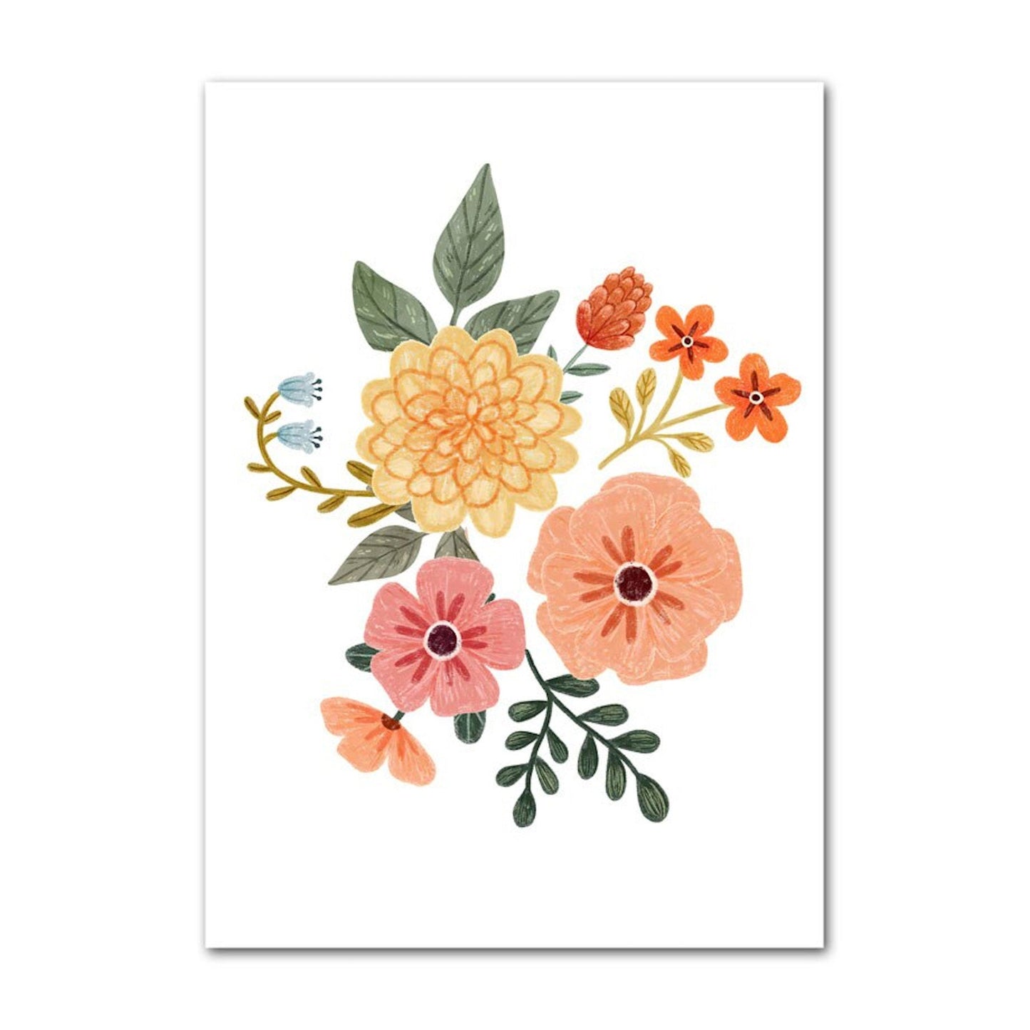 Poster Kinder süße Tiere im Boho Stil Bär Eichhörnchen Schnecke Pilzhaus und Blumen als Deko Print ohne Rahmen-5