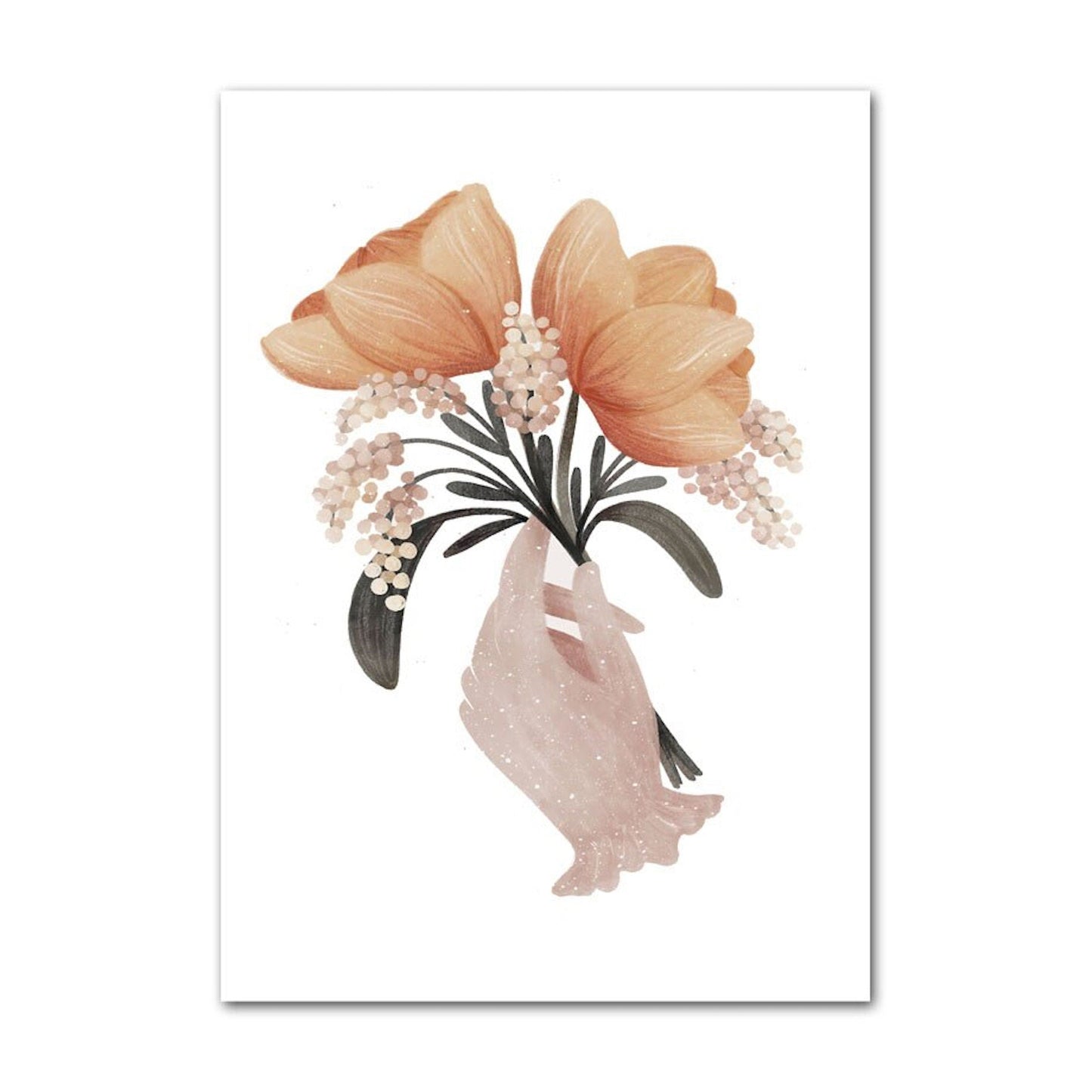 Poster Kinder süße Tiere im Boho Stil Bär Eichhörnchen Schnecke Pilzhaus und Blumen als Deko Print ohne Rahmen-8