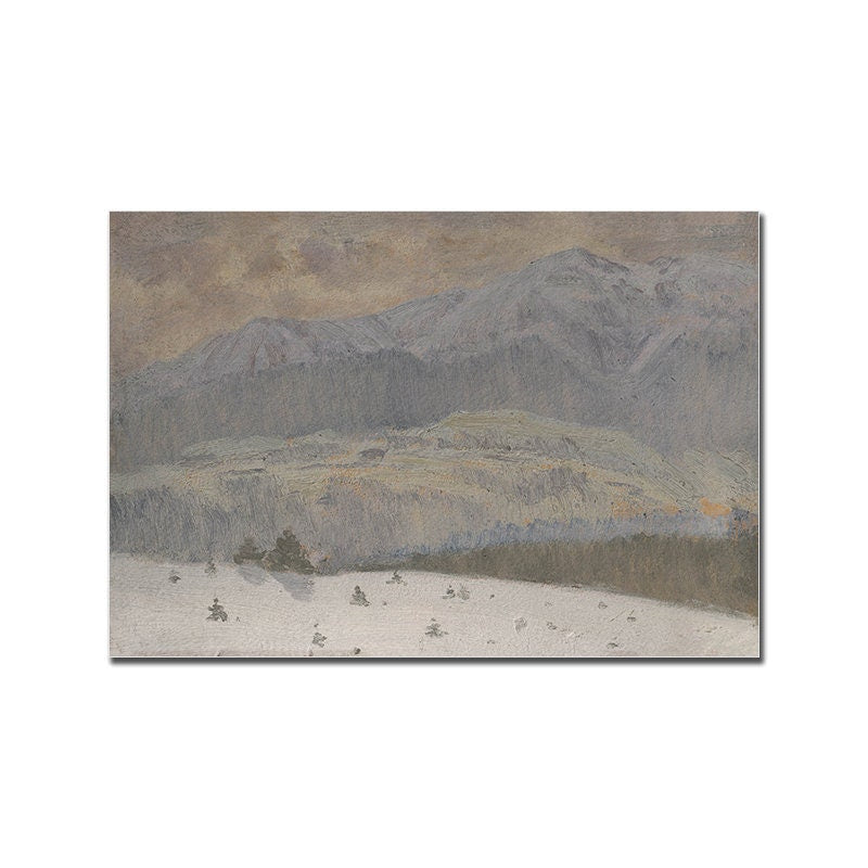 Poster Vintage Galerie Wand Kunst Set Landschaft Schnee Berge und Wälder Natur als Deko Print ohne Rahmen-2