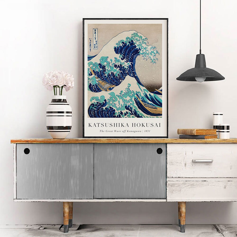 Poster Vintage Japanische Landschaft Abstrakte Meer Welle Traditionell als Deko Print ohne Rahmen-2