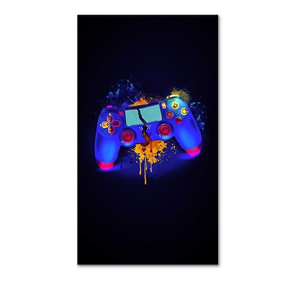 Poster Gamer Neonfarben mit Playstation Controller Gamepad als stylischer Deko Print ohne Rahmen-6